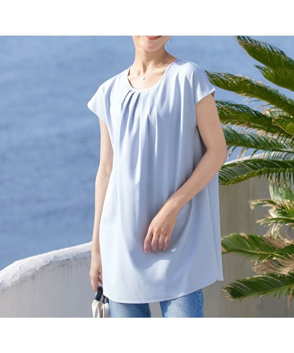 【ティアクラッセ/Tiaclasse】のフレアフレンチチュニックブラウス 人気、トレンドファッション・服の通販 founy(ファニー) 　ファッション　Fashion　レディースファッション　Fashion for Women　トップス・カットソー　Cut & Sew Tops　シャツ・ブラウス・オフィスカジュアル　Elegant Blouses & Button-Ups　ウォッシャブル　Machine Washable　春　Spring　洗える　Machine Washable　シューズ　Shoes, Footwear　スリーブ　Sleeve, Long Sleeve / Short Sleeve　チュニック　Tunic, Long Top　フレア　Flare, Flared　フレンチ　French, French Style　ポケット　Pocket, Pocket Detail　半袖　Short Sleeve, Half Sleeve　ラウンド　Round, Round Neck　ロング　Long, Long-Length　S/S・春夏　SS, Spring/Summer, Warm Season　再入荷　Restock / Back in Stock　夏　Summer　エレガント 上品　Elegant　新作・新入荷　New Arrivals / New In　 other-1|ID: prp329100004868184 ipo3291000000036272706