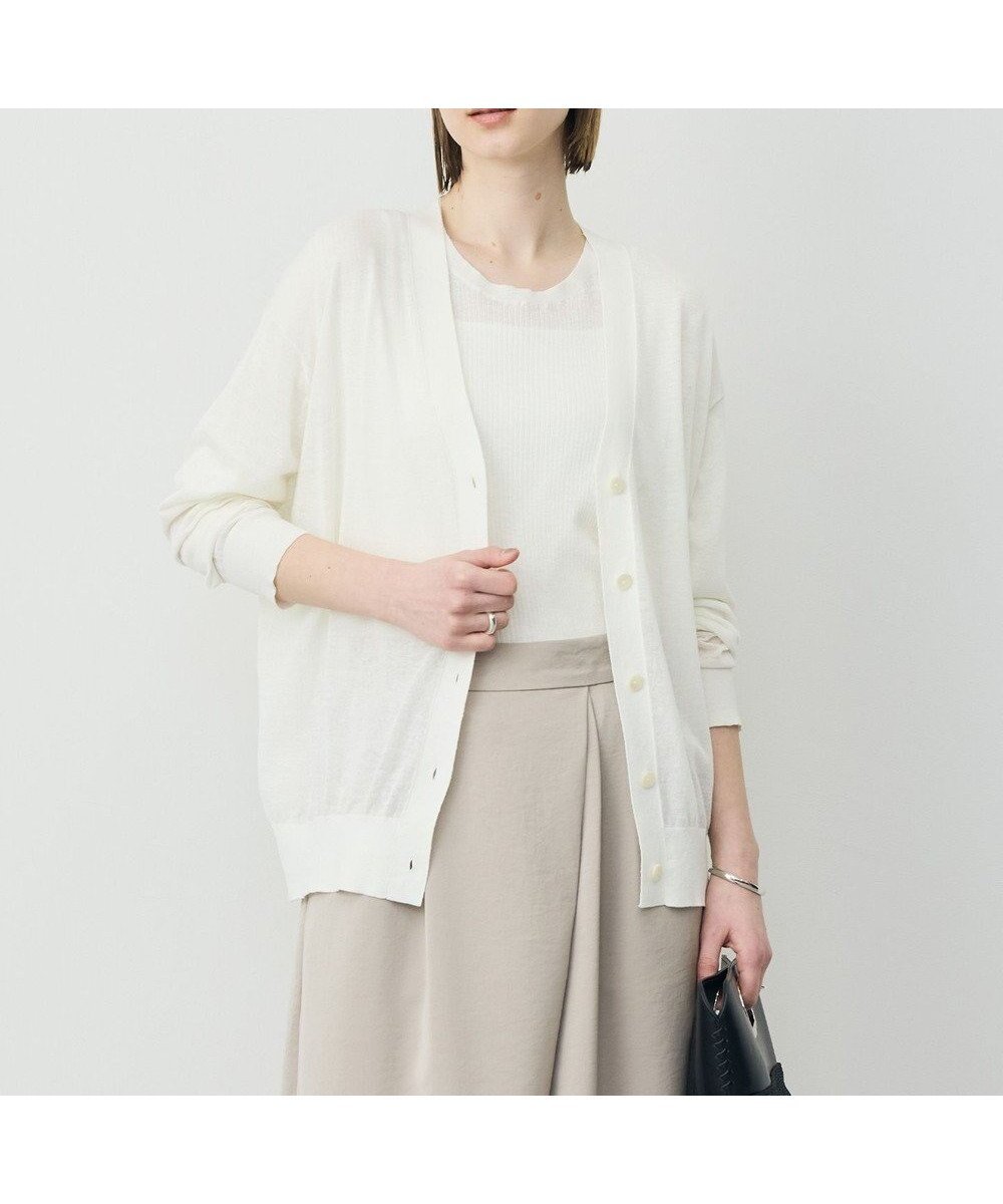 【アイシービー/iCB】の【先行予約】 リネンブレンドシアー カーディガン インテリア・キッズ・メンズ・レディースファッション・服の通販 founy(ファニー) 　ファッション　Fashion　レディースファッション　Fashion for Women　トップス・カットソー　Cut & Sew Tops　カーディガン・羽織り　Layered Style Cardigans　春　Spring　カーディガン　Cardigan, Knitwear　バランス　Balance, Style Balance　ベーシック　Basic, Essential　リネン　Linen, Linen Fabric　S/S・春夏　SS, Spring/Summer, Warm Season　夏　Summer　ビジネス 仕事 通勤　Business / Work / Commuting　2026年　2026　オフホワイト|ID: prp329100004868198 ipo3291000000036272795