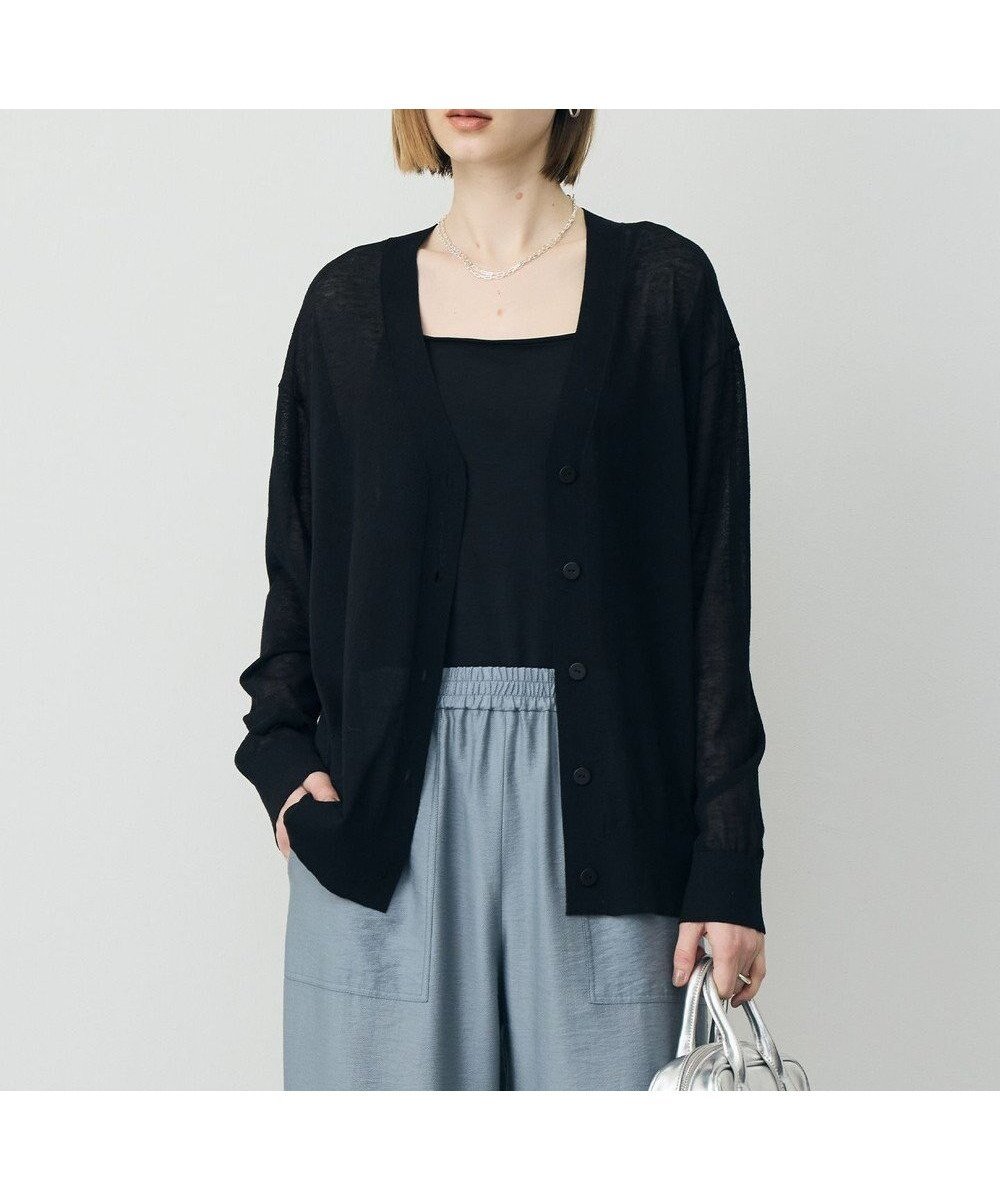 【アイシービー/iCB】の【先行予約】 リネンブレンドシアー カーディガン インテリア・キッズ・メンズ・レディースファッション・服の通販 founy(ファニー) 　ファッション　Fashion　レディースファッション　Fashion for Women　トップス・カットソー　Cut & Sew Tops　カーディガン・羽織り　Layered Style Cardigans　春　Spring　カーディガン　Cardigan, Knitwear　バランス　Balance, Style Balance　ベーシック　Basic, Essential　リネン　Linen, Linen Fabric　S/S・春夏　SS, Spring/Summer, Warm Season　夏　Summer　ビジネス 仕事 通勤　Business / Work / Commuting　2026年　2026　ブラック|ID: prp329100004868198 ipo3291000000036272797