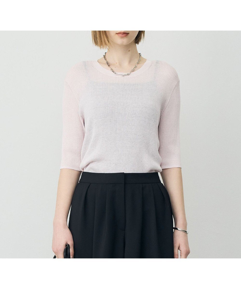 【アイシービー/iCB】の【先行予約】 リネンブレンドシアー クルーネックリブニット インテリア・キッズ・メンズ・レディースファッション・服の通販 founy(ファニー) 　ファッション　Fashion　レディースファッション　Fashion for Women　トップス・カットソー　Cut & Sew Tops　ニット　Knit Tops & Sweaters　インナー　Innerwear　春　Spring　カーディガン　Cardigan, Knitwear　サマー　Summer, Summer Style　ジャケット　Jacket, Outerwear　セーター　Sweater, Knitwear　バランス　Balance, Style Balance　ベーシック　Basic, Essential　ボトム　Bottoms, Lower Wear　リネン　Linen, Linen Fabric　ワイド　Wide, Wide Fit　S/S・春夏　SS, Spring/Summer, Warm Season　夏　Summer　エレガント 上品　Elegant　2026年　2026　ライトピンク|ID: prp329100004868199 ipo3291000000036272801