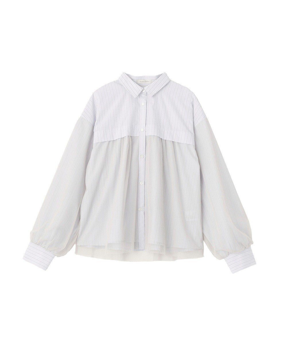 【グリーンパークス/Green Parks】のイージーケアチュールドッキングシャツ インテリア・キッズ・メンズ・レディースファッション・服の通販 founy(ファニー) 　ファッション　Fashion　レディースファッション　Fashion for Women　トップス・カットソー　Cut & Sew Tops　シャツ・ブラウス・オフィスカジュアル　Elegant Blouses & Button-Ups　チュール　Tulip, Tulip Motif　トレンド　Trend, Trending Now　ドッキング　Docking, Mixed Material　バランス　Balance, Style Balance　ポケット　Pocket, Pocket Detail　エレガント 上品　Elegant　夏　Summer　春　Spring　S/S・春夏　SS, Spring/Summer, Warm Season　Gray|ID: prp329100004868207 ipo3291000000036272835