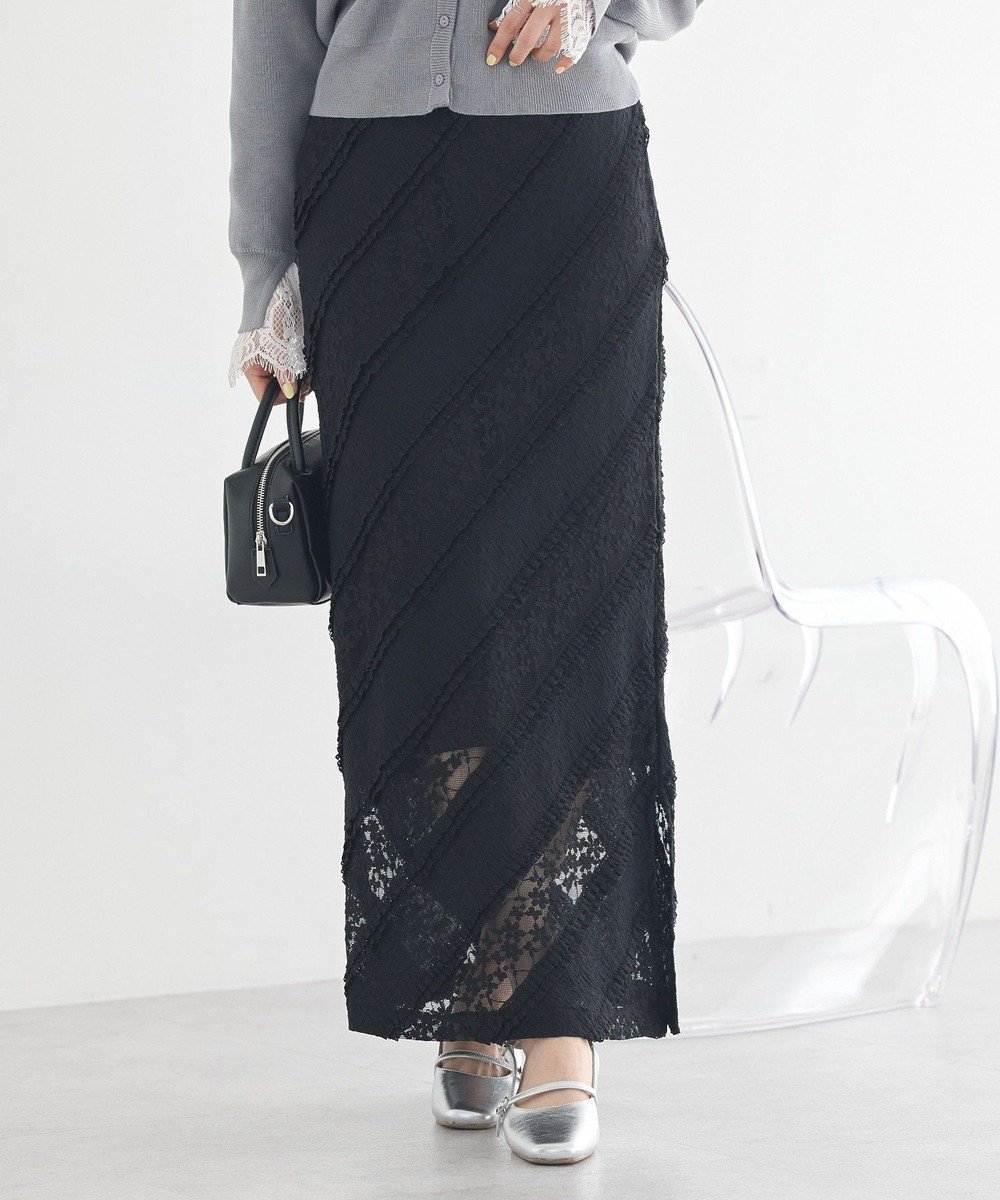 【アースミュージックアンドエコロジー/earth music&ecology】の総レースナロースカート インテリア・キッズ・メンズ・レディースファッション・服の通販 founy(ファニー) 　ファッション　Fashion　レディースファッション　Fashion for Women　スカート　Skirts　カットソー　Cut and Sewn Top　スウェット / スエット　Sweatshirt, Sweatwear　ポケット　Pocket, Pocket Detail　レース　Lace, Lace Fabric　ロング　Long, Long-Length　エレガント 上品　Elegant　夏　Summer　春　Spring　S/S・春夏　SS, Spring/Summer, Warm Season　Black|ID: prp329100004868209 ipo3291000000036272843