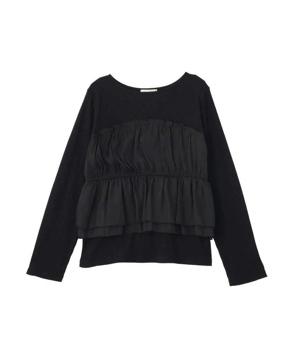 【グリーンパークス/Green Parks】のオーガンジービスチェドッキングプルオーバー インテリア・キッズ・メンズ・レディースファッション・服の通販 founy(ファニー) 　ファッション　Fashion　レディースファッション　Fashion for Women　トップス・カットソー　Cut & Sew Tops　シャツ・ブラウス・オフィスカジュアル　Elegant Blouses & Button-Ups　ロングTシャツ・Tシャツ　Longline T-Shirts & Tees　カジュアルプルオーバー・ニットトップス　Pullovers & Knit Tops / Casual Pullovers　カットソー・ベーシックTシャツ　Cut-and-Sewn Tops / Stretch Tees & Basics　ビスチェ　Bustiers & Corset Tops / Layered Bustier Style　春　Spring　カットソー　Cut and Sewn Top　シンプル　Simple, Minimal　デニム　Denim, Jeans Material　ドッキング　Docking, Mixed Material　ボトム　Bottoms, Lower Wear　ポケット　Pocket, Pocket Detail　ミックス　Mix, Mixed Style　リラックス　Relax, Relaxed Fit　ワイド　Wide, Wide Fit　S/S・春夏　SS, Spring/Summer, Warm Season　おすすめ　Recommended / Our Picks　夏　Summer　エレガント 上品　Elegant　Black|ID: prp329100004868211 ipo3291000000036272849