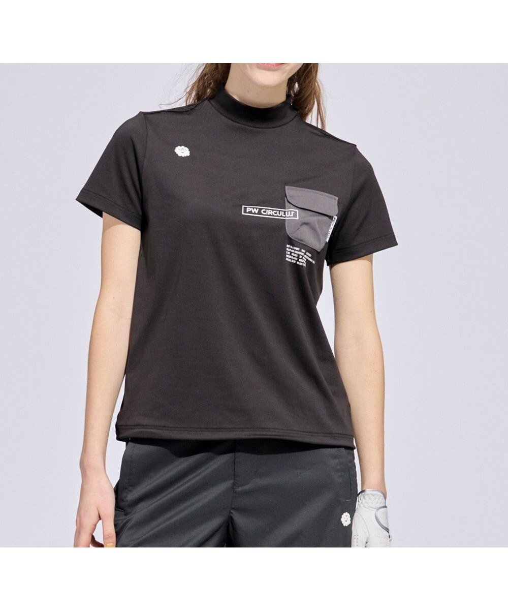 【ピーダブリュサーキュラス/PW CIRCULUS】の【WOMEN】ポケットモックネック ゴルフウェア レディース インテリア・キッズ・メンズ・レディースファッション・服の通販 founy(ファニー) 　ファッション　Fashion　レディースファッション　Fashion for Women　トップス・カットソー　Cut & Sew Tops　シャツ・ブラウス・オフィスカジュアル　Elegant Blouses & Button-Ups　ロングTシャツ・Tシャツ　Longline T-Shirts & Tees　カットソー・ベーシックTシャツ　Cut-and-Sewn Tops / Stretch Tees & Basics　カットソー　Cut and Sewn Top　ゴルフ　Golf　ストレッチ　Stretch, Stretchy Fabric　スピンドル　Spindle, Drawcord　ボトム　Bottoms, Lower Wear　ポケット　Pocket, Pocket Detail　モックネック　Mock Neck, Short Turtleneck　人気　Popular, Best Seller　吸水　Absorbent, Quick-Dry　夏　Summer　春　Spring　S/S・春夏　SS, Spring/Summer, Warm Season　ブラック系|ID: prp329100004868215 ipo3291000000036272867