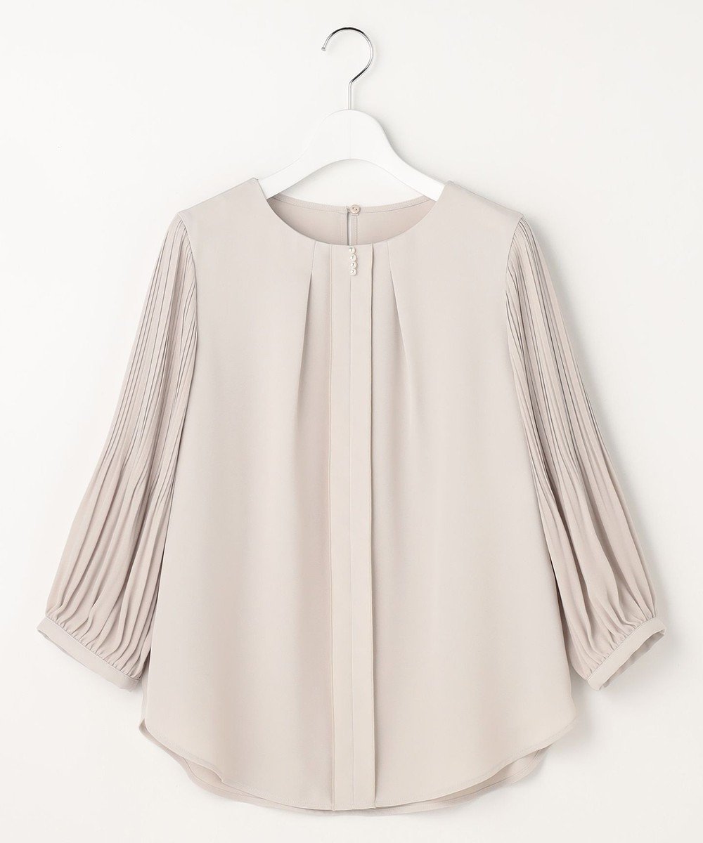 【エニィ スィス/any SiS】のプリーツスリーブ ブラウス インテリア・キッズ・メンズ・レディースファッション・服の通販 founy(ファニー) 　ファッション　Fashion　レディースファッション　Fashion for Women　トップス・カットソー　Cut & Sew Tops　シャツ・ブラウス・オフィスカジュアル　Elegant Blouses & Button-Ups　おすすめ　Recommended / Our Picks　ウォッシャブル　Machine Washable　シフォン　Chiffon, Lightweight Fabric　シンプル　Simple, Minimal　ジャケット　Jacket, Outerwear　スリーブ　Sleeve, Long Sleeve / Short Sleeve　ドレープ　Drape, Draping Fabric　プリーツ　Pleats, Pleated　ランダム　Random, Irregular　エレガント 上品　Elegant　夏　Summer　新作・新入荷　New Arrivals / New In　春　Spring　S/S・春夏　SS, Spring/Summer, Warm Season　ビジネス 仕事 通勤　Business / Work / Commuting　グレージュ|ID: prp329100004868220 ipo3291000000036272888