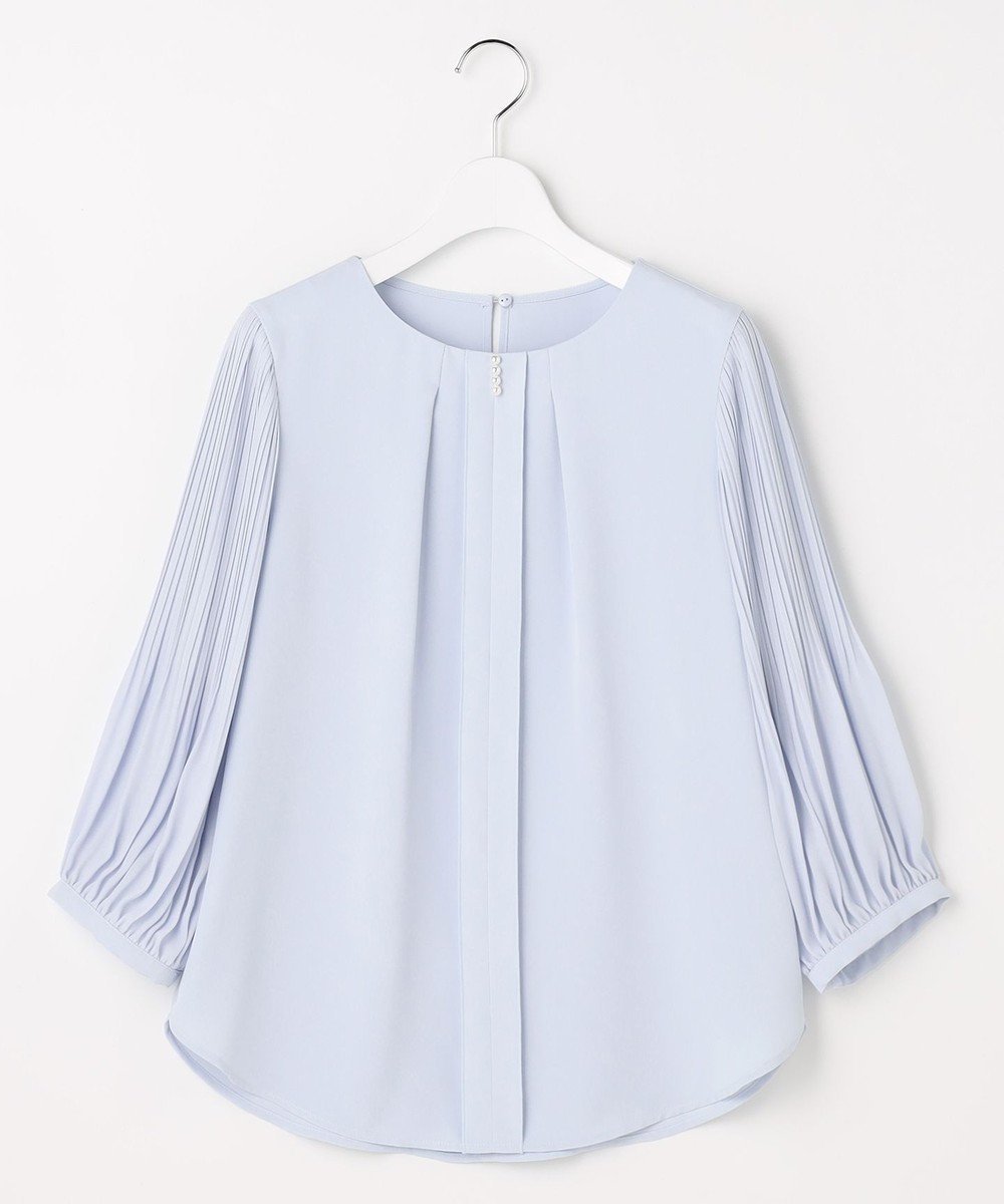 【エニィ スィス/any SiS】のプリーツスリーブ ブラウス インテリア・キッズ・メンズ・レディースファッション・服の通販 founy(ファニー) 　ファッション　Fashion　レディースファッション　Fashion for Women　トップス・カットソー　Cut & Sew Tops　シャツ・ブラウス・オフィスカジュアル　Elegant Blouses & Button-Ups　おすすめ　Recommended / Our Picks　ウォッシャブル　Machine Washable　シフォン　Chiffon, Lightweight Fabric　シンプル　Simple, Minimal　ジャケット　Jacket, Outerwear　スリーブ　Sleeve, Long Sleeve / Short Sleeve　ドレープ　Drape, Draping Fabric　プリーツ　Pleats, Pleated　ランダム　Random, Irregular　エレガント 上品　Elegant　夏　Summer　新作・新入荷　New Arrivals / New In　春　Spring　S/S・春夏　SS, Spring/Summer, Warm Season　ビジネス 仕事 通勤　Business / Work / Commuting　ライトブルー|ID: prp329100004868220 ipo3291000000036272889