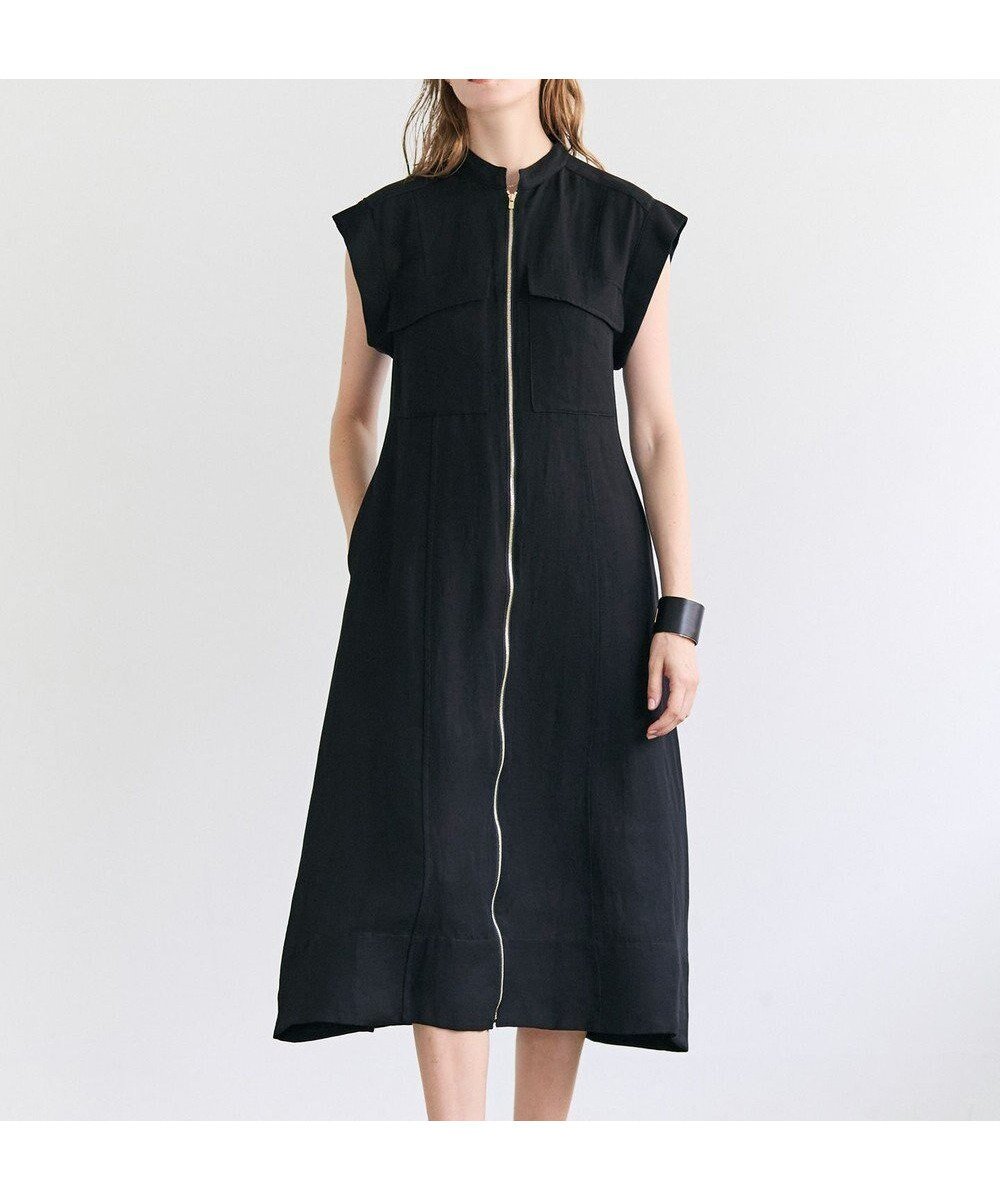 【ベイジ,/BEIGE,】のBERNARD / リネン混 フロントジップ スタンドカラードレス インテリア・キッズ・メンズ・レディースファッション・服の通販 founy(ファニー) 　ファッション　Fashion　レディースファッション　Fashion for Women　ワンピース　Dresses　フォーマル・パーティードレス・結婚式用ドレス　Elegant & Casual Dresses　アクセサリー　Fashion Accessories　春　Spring　サマー　Summer, Summer Style　サンダル　Sandals, Summer Shoes　シェイプ　Shape, Slim Fit　ジャケット　Jacket, Outerwear　スタンド　Stand Collar, Upright Stand　スリーブ　Sleeve, Long Sleeve / Short Sleeve　ドレス　Dress, One-Piece　フレンチ　French, French Style　フロント　Front, Front Design　ポケット　Pocket, Pocket Detail　リネン　Linen, Linen Fabric　ロング　Long, Long-Length　S/S・春夏　SS, Spring/Summer, Warm Season　夏　Summer　エレガント 上品　Elegant　ビジネス 仕事 通勤　Business / Work / Commuting　Black|ID: prp329100004868222 ipo3291000000036272896