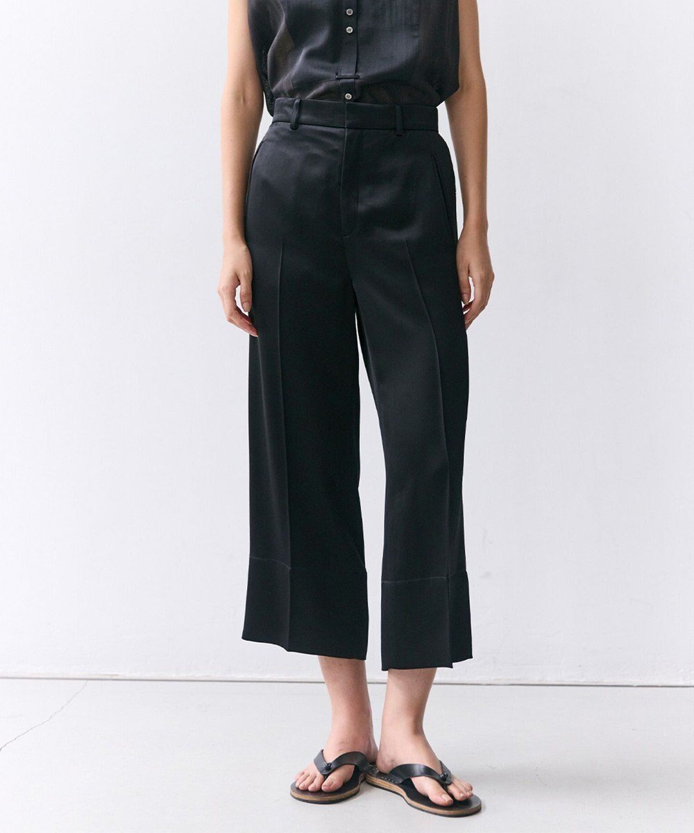 【ベイジ,/BEIGE,】のCASSITER / リネンブレンド サテンクロップドパンツ インテリア・キッズ・メンズ・レディースファッション・服の通販 founy(ファニー) 　ファッション　Fashion　レディースファッション　Fashion for Women　パンツ　Pants & Trousers　エレガント 上品　Elegant　春　Spring　カットソー　Cut and Sewn Top　サテン　Satin, Glossy Fabric　シューズ　Shoes, Footwear　シンプル　Simple, Minimal　ジャケット　Jacket, Outerwear　ストレート　Straight, Straight Cut　とろみ　Fluid, Flowy Fabric　バランス　Balance, Style Balance　フラット　Flat, Flat Shoes　リネン　Linen, Linen Fabric　リラックス　Relax, Relaxed Fit　S/S・春夏　SS, Spring/Summer, Warm Season　夏　Summer　Black|ID: prp329100004868225 ipo3291000000036272905