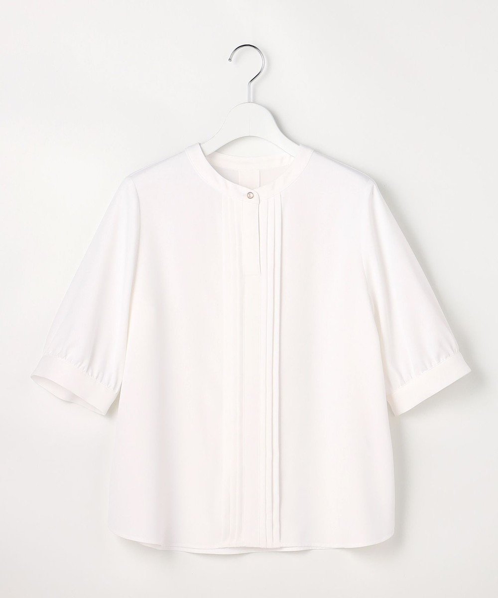 【エニィ スィス/any SiS】のバンドカラーフロントタック ブラウス 人気、トレンドファッション・服の通販 founy(ファニー) 　ファッション　Fashion　レディースファッション　Fashion for Women　トップス・カットソー　Cut & Sew Tops　シャツ・ブラウス・オフィスカジュアル　Elegant Blouses & Button-Ups　おすすめ　Recommended / Our Picks　とろみ　Fluid, Flowy Fabric　カフス　Cuff Design　シンプル　Simple, Minimal　ジャケット　Jacket, Outerwear　ジョーゼット　Georgette, Semi-Sheer Fabric　エレガント 上品　Elegant　夏　Summer　新作・新入荷　New Arrivals / New In　春　Spring　S/S・春夏　SS, Spring/Summer, Warm Season　ビジネス 仕事 通勤　Business / Work / Commuting　 other-1|ID: prp329100004868228 ipo3291000000036272912