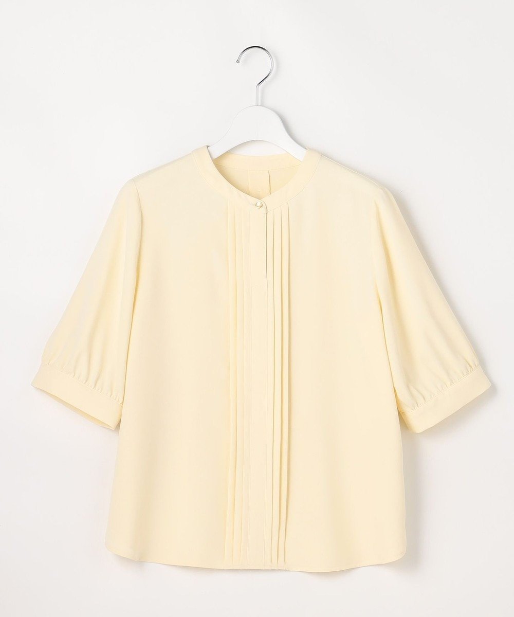 【エニィ スィス/any SiS】のバンドカラーフロントタック ブラウス インテリア・キッズ・メンズ・レディースファッション・服の通販 founy(ファニー) 　ファッション　Fashion　レディースファッション　Fashion for Women　トップス・カットソー　Cut & Sew Tops　シャツ・ブラウス・オフィスカジュアル　Elegant Blouses & Button-Ups　おすすめ　Recommended / Our Picks　とろみ　Fluid, Flowy Fabric　カフス　Cuff Design　シンプル　Simple, Minimal　ジャケット　Jacket, Outerwear　ジョーゼット　Georgette, Semi-Sheer Fabric　エレガント 上品　Elegant　夏　Summer　新作・新入荷　New Arrivals / New In　春　Spring　S/S・春夏　SS, Spring/Summer, Warm Season　ビジネス 仕事 通勤　Business / Work / Commuting　ライトイエロー|ID: prp329100004868228 ipo3291000000036272914