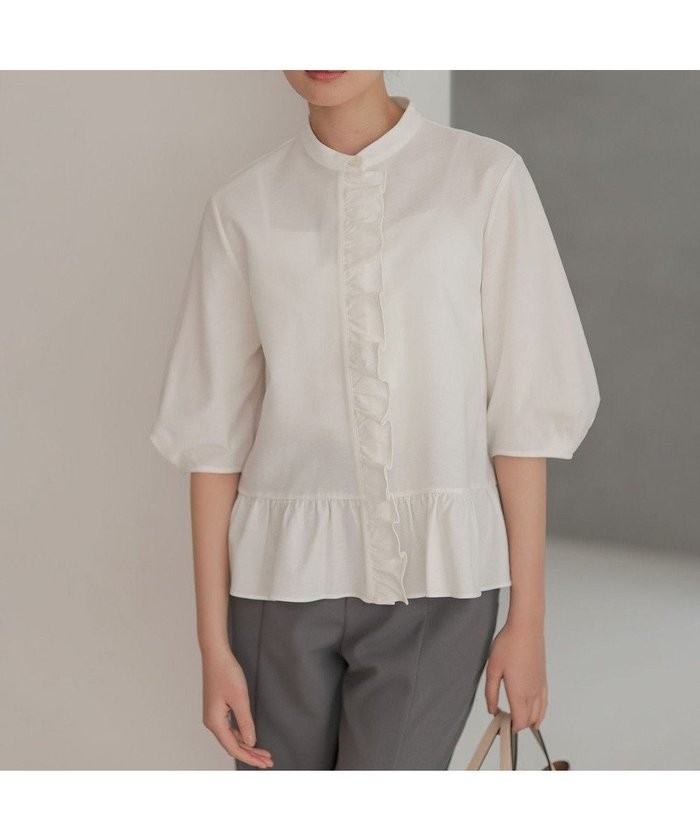 【組曲/KUMIKYOKU】の【先行予約・WEB限定】ツイルジャージーフリル カットソー インテリア・キッズ・メンズ・レディースファッション・服の通販 founy(ファニー) https://founy.com/ ファッション Fashion レディースファッション Fashion for Women トップス・カットソー Cut & Sew Tops シャツ・ブラウス・オフィスカジュアル Elegant Blouses & Button-Ups ロングTシャツ・Tシャツ Longline T-Shirts & Tees カットソー・ベーシックTシャツ Cut-and-Sewn Tops / Stretch Tees & Basics 春 Spring カットソー Cut and Sewn Top ツイル Twist, Twisted Detail フリル Frill, Ruffle ペプラム Peplum, Flared Hem S/S・春夏 SS, Spring/Summer, Warm Season 夏 Summer エレガント 上品 Elegant |ID: prp329100004868243 ipo3291000000036272976