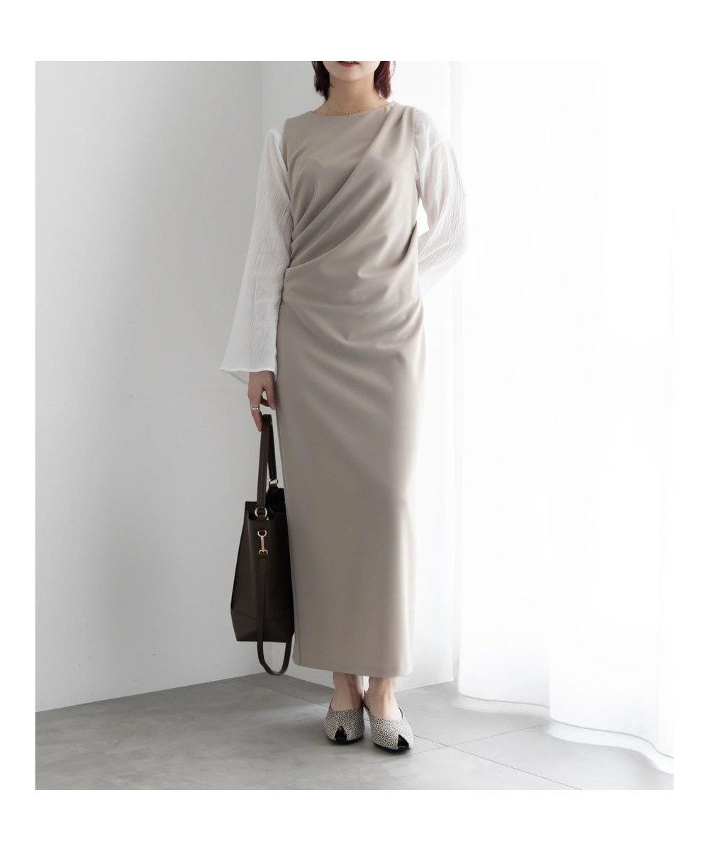 【テチチ/Te chichi】のドレープ I ラインワンピース【AOYAMA FASHION ASSOCIATION × Te chichi】 インテリア・キッズ・メンズ・レディースファッション・服の通販 founy(ファニー) 　ファッション　Fashion　レディースファッション　Fashion for Women　ワンピース　Dresses　インナー　Innerwear　コンパクト　Compact, Small Size　サークル　Circle, Round Design　トレンド　Trend, Trending Now　ドレープ　Drape, Draping Fabric　ノースリーブ　Sleeveless, No-Sleeve　バランス　Balance, Style Balance　フレア　Flare, Flared　ロング　Long, Long-Length　エレガント 上品　Elegant　夏　Summer　S/S・春夏　SS, Spring/Summer, Warm Season　A/W・秋冬　Autumn/Winter　グレー|ID: prp329100004868244 ipo3291000000036272981