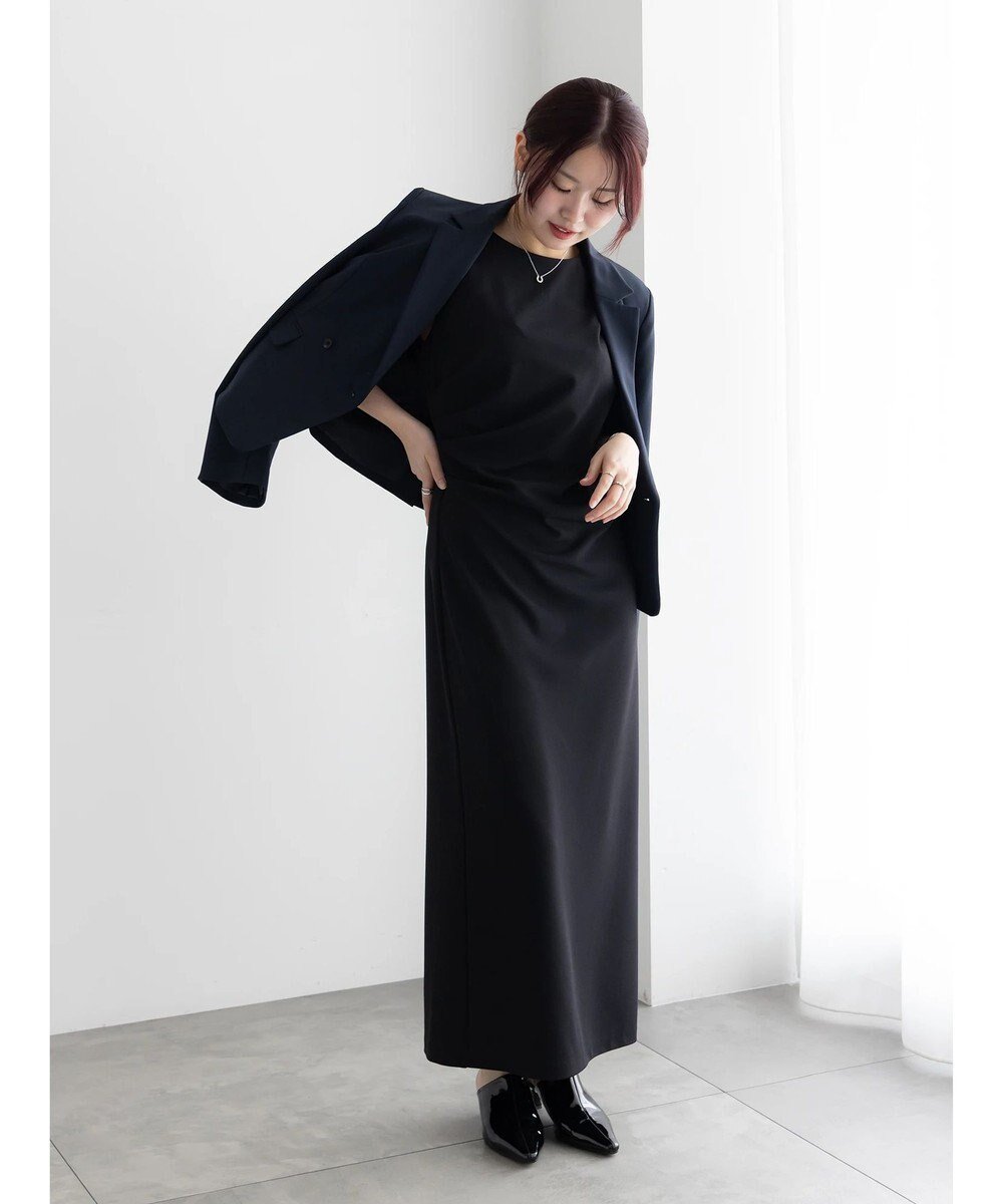【テチチ/Te chichi】のドレープ I ラインワンピース【AOYAMA FASHION ASSOCIATION × Te chichi】 インテリア・キッズ・メンズ・レディースファッション・服の通販 founy(ファニー) 　ファッション　Fashion　レディースファッション　Fashion for Women　ワンピース　Dresses　インナー　Innerwear　コンパクト　Compact, Small Size　サークル　Circle, Round Design　トレンド　Trend, Trending Now　ドレープ　Drape, Draping Fabric　ノースリーブ　Sleeveless, No-Sleeve　バランス　Balance, Style Balance　フレア　Flare, Flared　ロング　Long, Long-Length　エレガント 上品　Elegant　夏　Summer　S/S・春夏　SS, Spring/Summer, Warm Season　A/W・秋冬　Autumn/Winter　ブラック|ID: prp329100004868244 ipo3291000000036272982