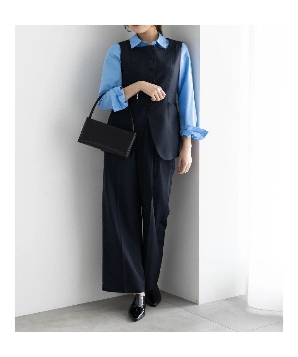 【テチチ/Te chichi】の2タックワイドパンツ【AOYAMA FASHION ASSOCIATION × Te chichi】 インテリア・キッズ・メンズ・レディースファッション・服の通販 founy(ファニー) 　ファッション　Fashion　レディースファッション　Fashion for Women　パンツ　Pants & Trousers　おすすめ　Recommended / Our Picks　カットソー　Cut and Sewn Top　サークル　Circle, Round Design　シンプル　Simple, Minimal　セットアップ　Set-Up, Coordinated Outfit　フロント　Front, Front Design　ワイド　Wide, Wide Fit　夏　Summer　S/S・春夏　SS, Spring/Summer, Warm Season　A/W・秋冬　Autumn/Winter　ビジネス 仕事 通勤　Business / Work / Commuting　ネイビー|ID: prp329100004868248 ipo3291000000036272994