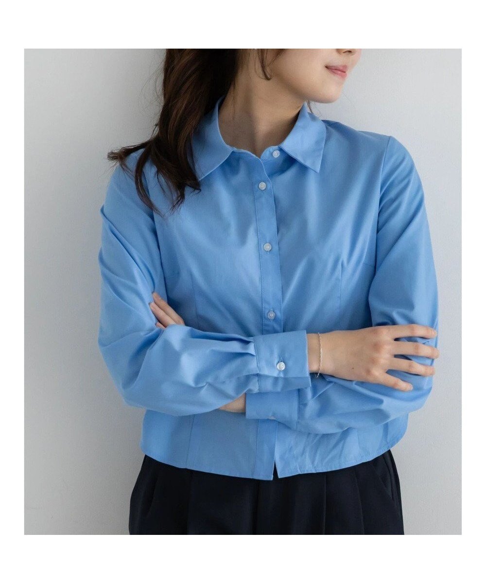 【テチチ/Te chichi】のプリンセスラインクロップトシャツ【AOYAMA FASHION ASSOCIATION × Te chichi】 インテリア・キッズ・メンズ・レディースファッション・服の通販 founy(ファニー) 　ファッション　Fashion　レディースファッション　Fashion for Women　トップス・カットソー　Cut & Sew Tops　シャツ・ブラウス・オフィスカジュアル　Elegant Blouses & Button-Ups　おすすめ　Recommended / Our Picks　クロップド　Cropped, Short Length　サークル　Circle, Round Design　バランス　Balance, Style Balance　プリーツ　Pleats, Pleated　ベスト　Vest, Waistcoat　ベーシック　Basic, Essential　レギュラー　Regular, Standard Fit　夏　Summer　S/S・春夏　SS, Spring/Summer, Warm Season　A/W・秋冬　Autumn/Winter　サックスブルー|ID: prp329100004868249 ipo3291000000036272997