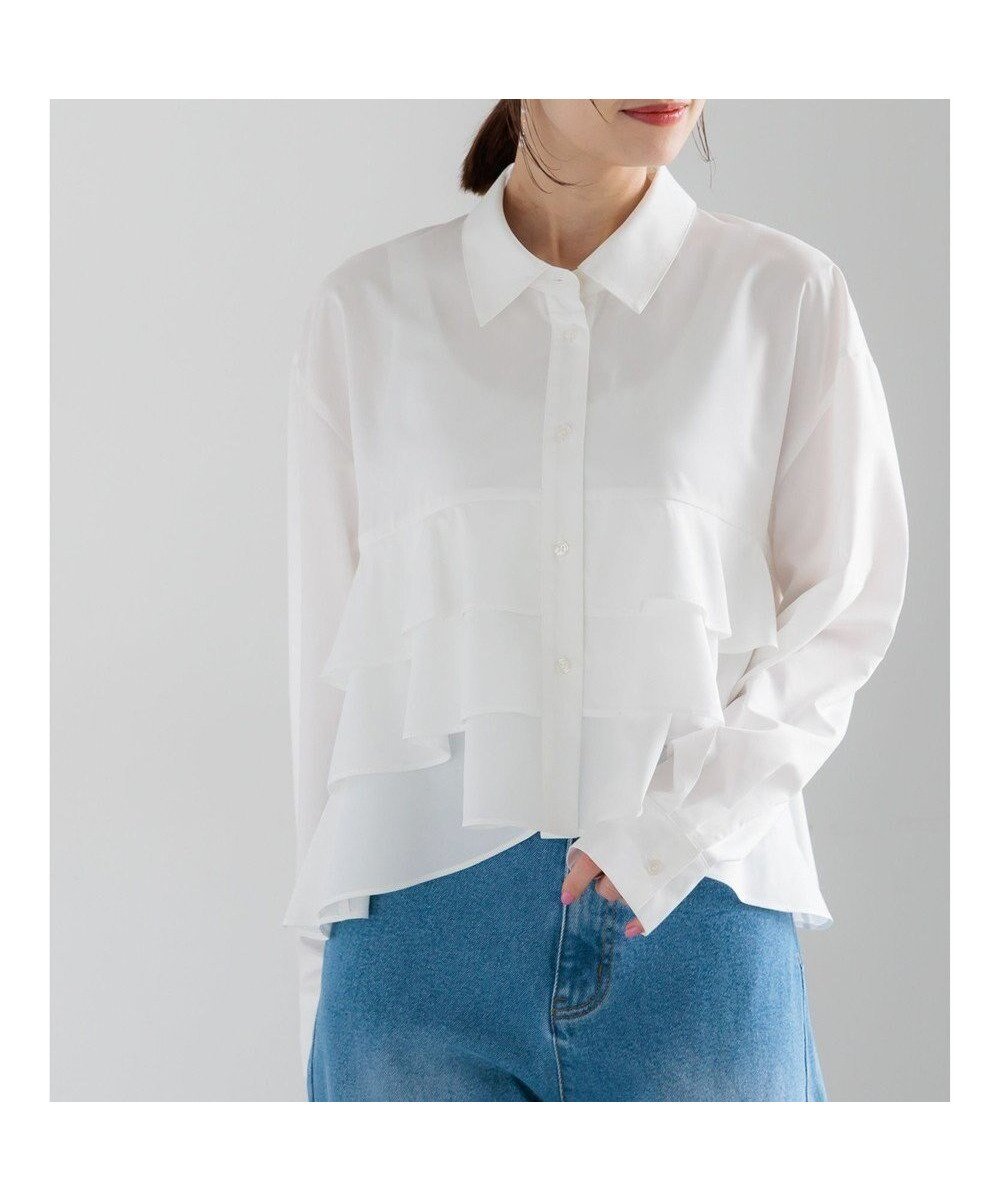 【テチチ/Te chichi】のティアードフリルクロップトシャツ インテリア・キッズ・メンズ・レディースファッション・服の通販 founy(ファニー) 　ファッション　Fashion　レディースファッション　Fashion for Women　トップス・カットソー　Cut & Sew Tops　シャツ・ブラウス・オフィスカジュアル　Elegant Blouses & Button-Ups　おすすめ　Recommended / Our Picks　クロップド　Cropped, Short Length　スタンダード　Standard, Basic　フリル　Frill, Ruffle　夏　Summer　S/S・春夏　SS, Spring/Summer, Warm Season　A/W・秋冬　Autumn/Winter　オフホワイト|ID: prp329100004868255 ipo3291000000036273017