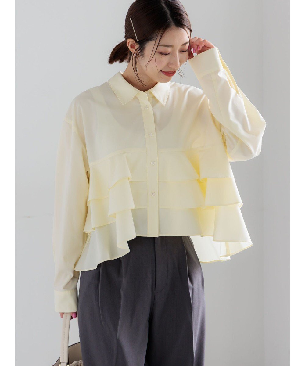 【テチチ/Te chichi】のティアードフリルクロップトシャツ インテリア・キッズ・メンズ・レディースファッション・服の通販 founy(ファニー) 　ファッション　Fashion　レディースファッション　Fashion for Women　トップス・カットソー　Cut & Sew Tops　シャツ・ブラウス・オフィスカジュアル　Elegant Blouses & Button-Ups　おすすめ　Recommended / Our Picks　クロップド　Cropped, Short Length　スタンダード　Standard, Basic　フリル　Frill, Ruffle　夏　Summer　S/S・春夏　SS, Spring/Summer, Warm Season　A/W・秋冬　Autumn/Winter　イエロー|ID: prp329100004868255 ipo3291000000036273018