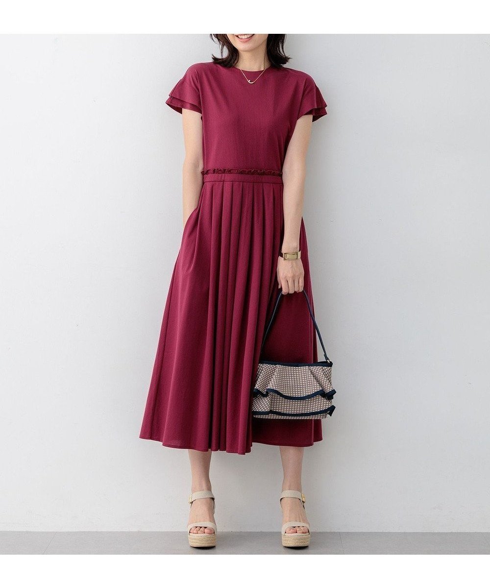 【組曲/KUMIKYOKU】の【先行予約】サマージャージーフィットアンドフレア ワンピース インテリア・キッズ・メンズ・レディースファッション・服の通販 founy(ファニー) 　ファッション　Fashion　レディースファッション　Fashion for Women　ワンピース　Dresses　春　Spring　吸水　Absorbent, Quick-Dry　スマホ　Smartphone, Mobile Device　スリット　Slit, Slit Detail　スリーブ　Sleeve, Long Sleeve / Short Sleeve　セットアップ　Set-Up, Coordinated Outfit　ダブル　Double, Double-Breasted　フィット　Fit, Slim Fit　フリル　Frill, Ruffle　フレア　Flare, Flared　ペチコート　Petticoat, Underskirt　ポケット　Pocket, Pocket Detail　S/S・春夏　SS, Spring/Summer, Warm Season　おすすめ　Recommended / Our Picks　夏　Summer　ガーネット系|ID: prp329100004868261 ipo3291000000036273042