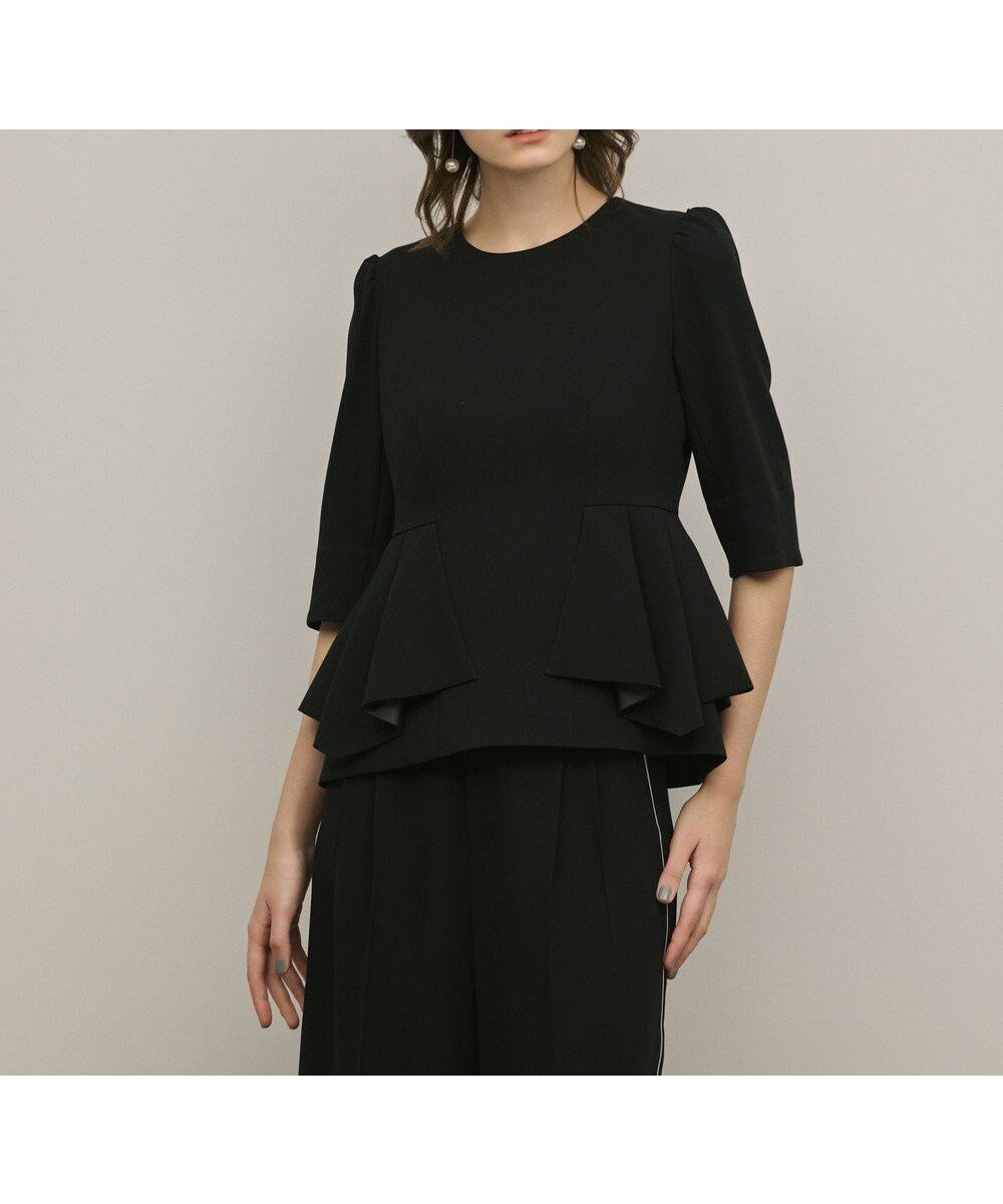 【グレース コンチネンタル/GRACE CONTINENTAL】のトリアセペプラムトップ インテリア・キッズ・メンズ・レディースファッション・服の通販 founy(ファニー) 　ファッション　Fashion　レディースファッション　Fashion for Women　トップス・カットソー　Cut & Sew Tops　ジョーゼット　Georgette, Semi-Sheer Fabric　ストレッチ　Stretch, Stretchy Fabric　ペプラム　Peplum, Flared Hem　夏　Summer　春　Spring　S/S・春夏　SS, Spring/Summer, Warm Season　ブラック|ID: prp329100004868271 ipo3291000000036273077