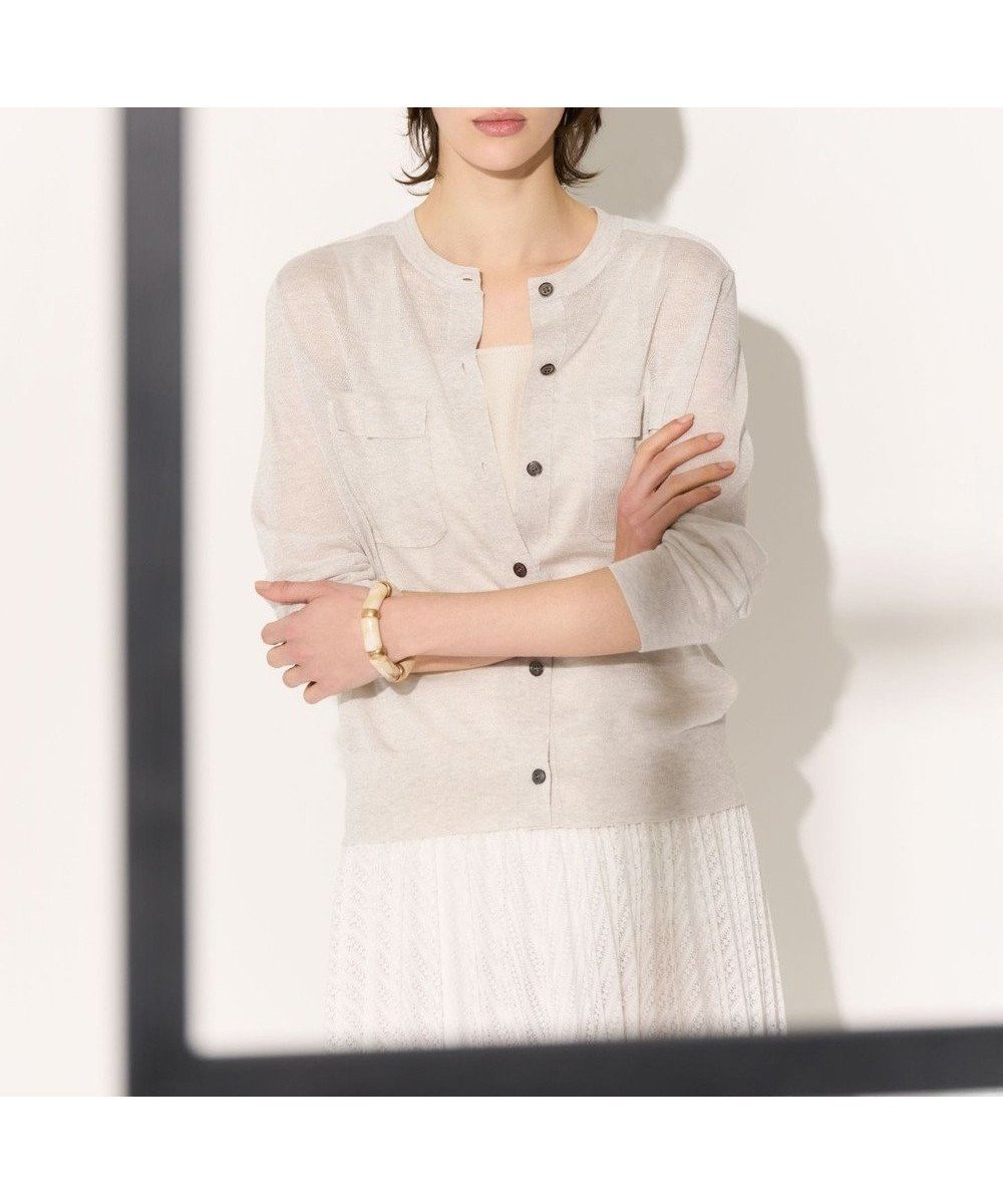 【23区/NIJYUSANKU】の【先行予約/WEB 一部店舗限定カラーあり】シャイニーシアー フラップポケット カーディガン インテリア・キッズ・メンズ・レディースファッション・服の通販 founy(ファニー) 　ファッション　Fashion　レディースファッション　Fashion for Women　トップス・カットソー　Cut & Sew Tops　カーディガン・羽織り　Layered Style Cardigans　春　Spring　カーディガン　Cardigan, Knitwear　コンパクト　Compact, Small Size　シアー　Sheer, See-Through　デニム　Denim, Jeans Material　人気　Popular, Best Seller　フェミニン　Feminine, Girly　フラップ　Flap, Flap Pocket　フレア　Flare, Flared　ポケット　Pocket, Pocket Detail　ヨーク　Yoke, Yoke Design　ワイド　Wide, Wide Fit　S/S・春夏　SS, Spring/Summer, Warm Season　夏　Summer　旅行　Travel　エレガント 上品　Elegant　2026年　2026　アイボリー系|ID: prp329100004868284 ipo3291000000036273124