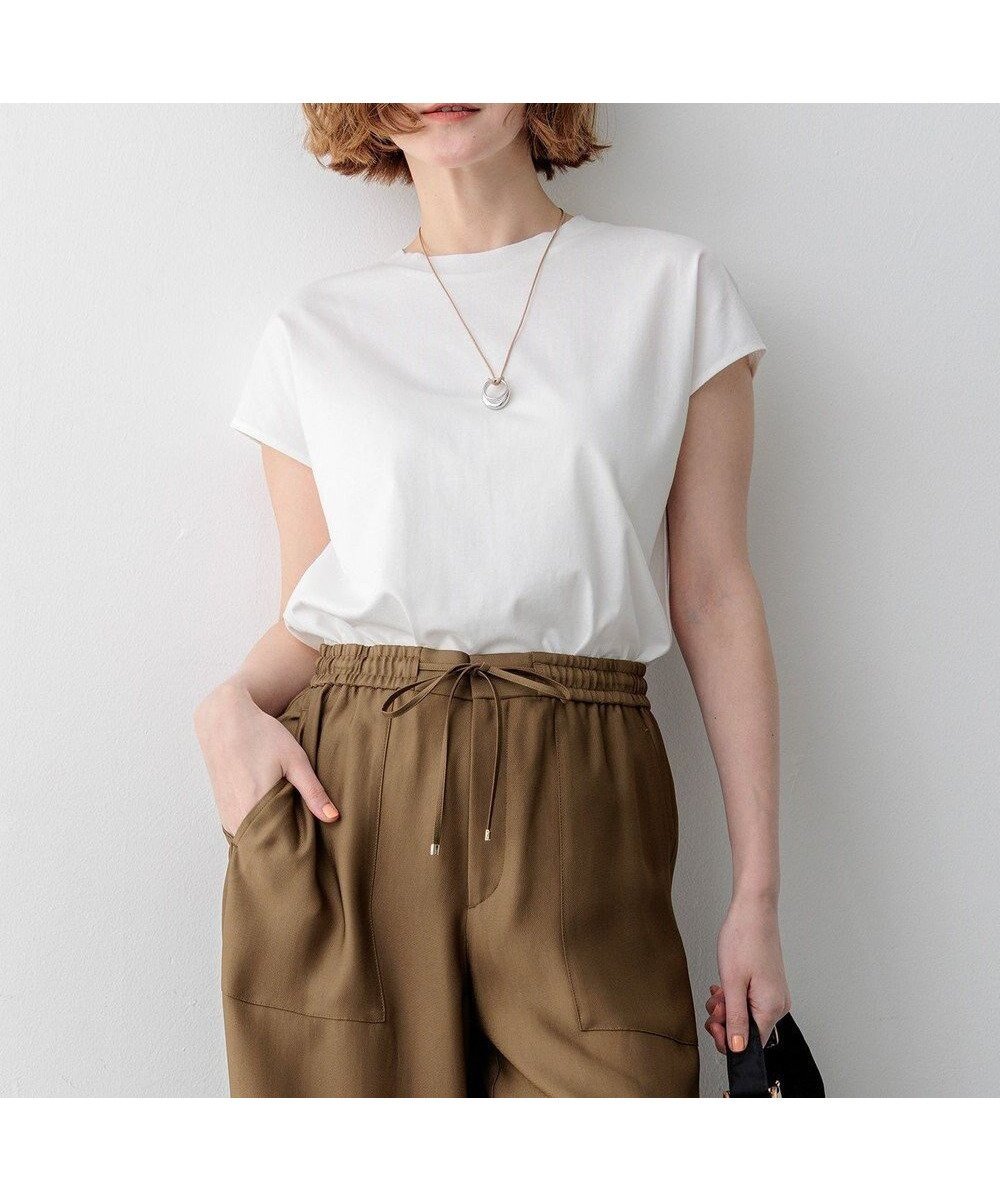 【23区/NIJYUSANKU】の【先行予約/WEB 一部店舗限定カラーあり】スビンハイツイスト フレンチスリーブ Tシャツ インテリア・キッズ・メンズ・レディースファッション・服の通販 founy(ファニー) 　ファッション　Fashion　レディースファッション　Fashion for Women　トップス・カットソー　Cut & Sew Tops　シャツ・ブラウス・オフィスカジュアル　Elegant Blouses & Button-Ups　ロングTシャツ・Tシャツ　Longline T-Shirts & Tees　カットソー・ベーシックTシャツ　Cut-and-Sewn Tops / Stretch Tees & Basics　アンサンブル　Ensemble Set　インナー　Innerwear　春　Spring　カットソー　Cut and Sewn Top　カーディガン　Cardigan, Knitwear　ジャケット　Jacket, Outerwear　スリーブ　Sleeve, Long Sleeve / Short Sleeve　フレンチ　French, French Style　リラックス　Relax, Relaxed Fit　S/S・春夏　SS, Spring/Summer, Warm Season　夏　Summer　エレガント 上品　Elegant　2026年　2026　ホワイト系|ID: prp329100004868290 ipo3291000000036273156