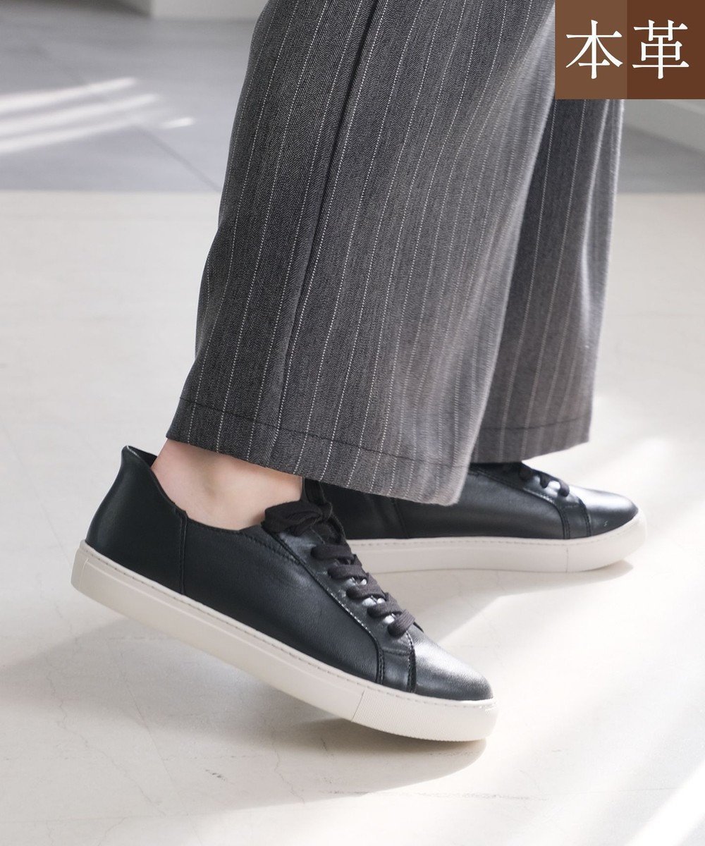 【ポインター/Pointer】の本革スライドオンスニーカー インテリア・キッズ・メンズ・レディースファッション・服の通販 founy(ファニー) 　ファッション　Fashion　レディースファッション　Fashion for Women　スニーカー　Sneakers, Trainers　フィット　Fit, Slim Fit　ベーシック　Basic, Essential　ブラック|ID: prp329100004868463 ipo3291000000036278428