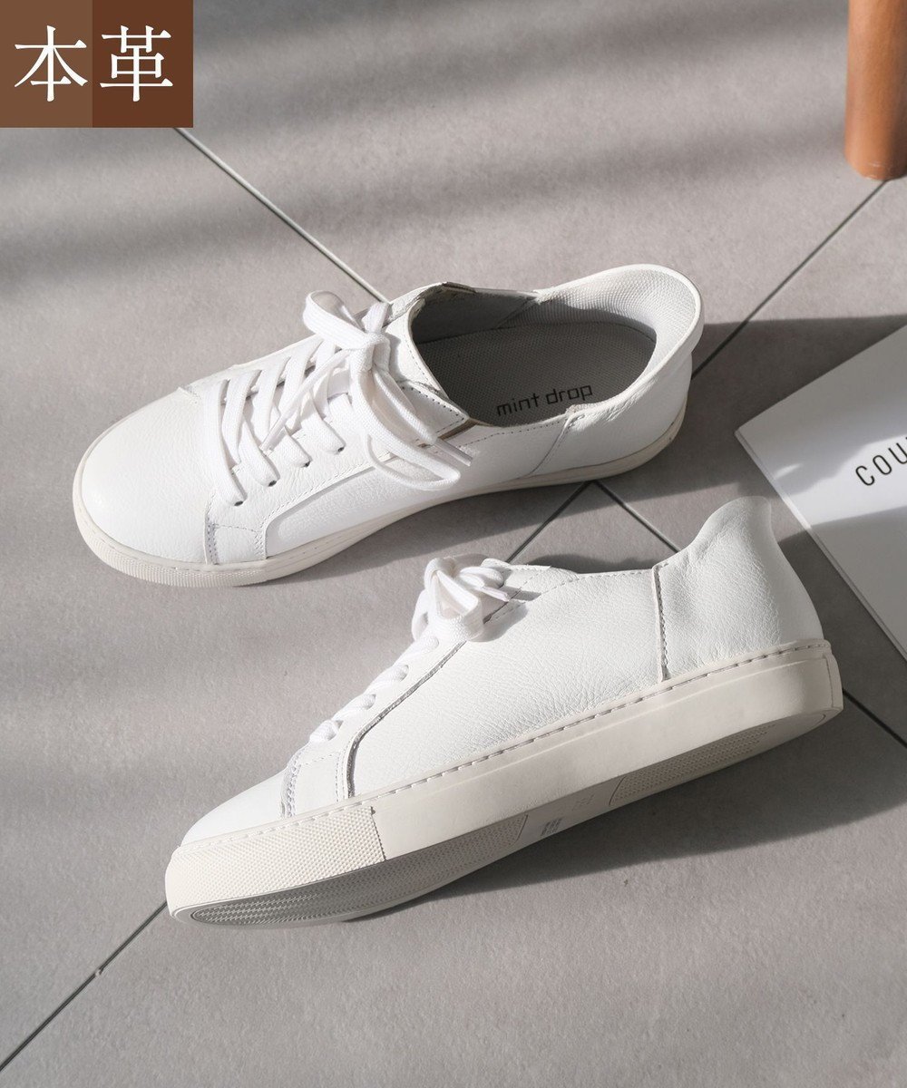 【ポインター/Pointer】の本革スライドオンスニーカー インテリア・キッズ・メンズ・レディースファッション・服の通販 founy(ファニー) 　ファッション　Fashion　レディースファッション　Fashion for Women　スニーカー　Sneakers, Trainers　フィット　Fit, Slim Fit　ベーシック　Basic, Essential　ホワイト|ID: prp329100004868463 ipo3291000000036278431