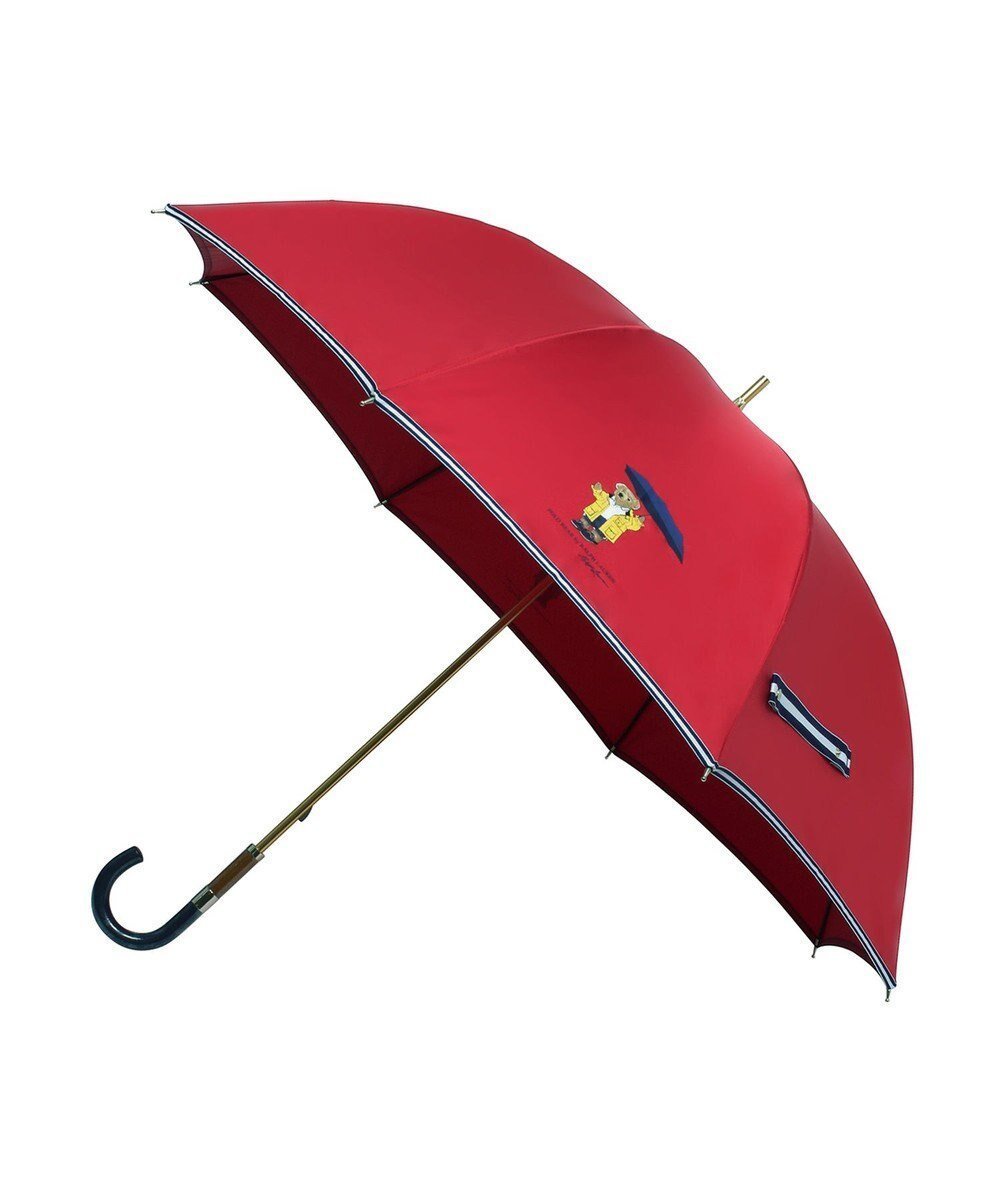 【ムーンバット/MOONBAT】の【雨傘】POLO RALPH LAUREN(ポロ ラルフローレン)長傘 ツイル無地×RAIN BEAR インテリア・キッズ・メンズ・レディースファッション・服の通販 founy(ファニー) 　ファッション　Fashion　レディースファッション　Fashion for Women　レイングッズ・傘・晴雨兼用傘　Umbrellas & Rain Gear　アイビー　Ivy Pattern　傘　Umbrella, Parasol　ツイル　Twist, Twisted Detail　トリミング　Trimming, Decorative Edge　ニューヨーク　New York, NYC Style　フェミニン　Feminine, Girly　無地　Plain, Solid Color　レッド|ID: prp329100004868486 ipo3291000000036278532