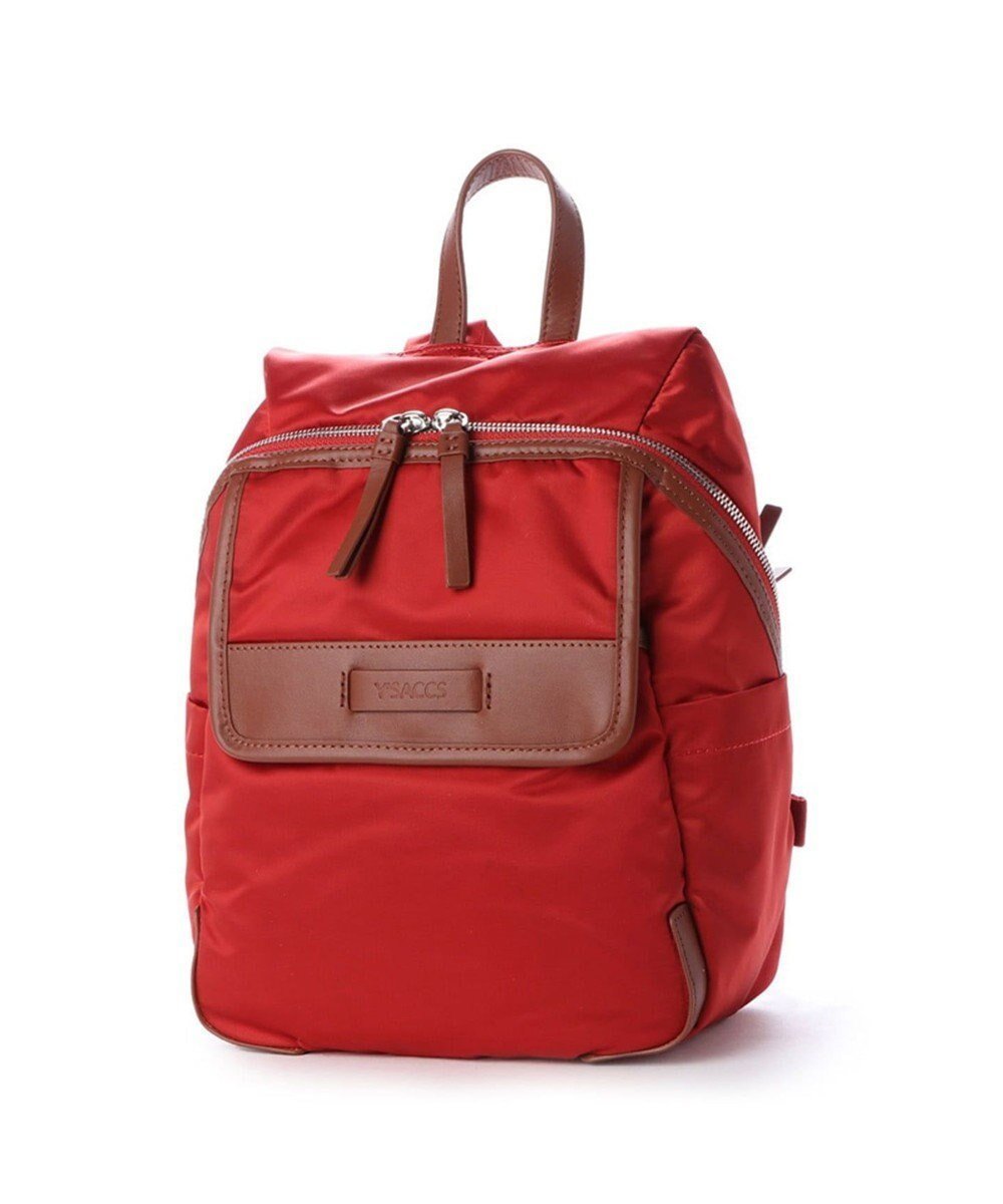 【イザック/Y'SACCS】のナイロン×カウレザー リュックサック Sサイズ インテリア・キッズ・メンズ・レディースファッション・服の通販 founy(ファニー) 　ファッション　Fashion　レディースファッション　Fashion for Women　バッグ　Bags　コンパクト　Compact, Small Size　トラベル　Travel, Travel Gear　ポケット　Pocket, Pocket Detail　ラウンド　Round, Round Neck　リュック　Backpack, Rucksack　エレガント 上品　Elegant　レンガブラウン|ID: prp329100004868490 ipo3291000000036278571