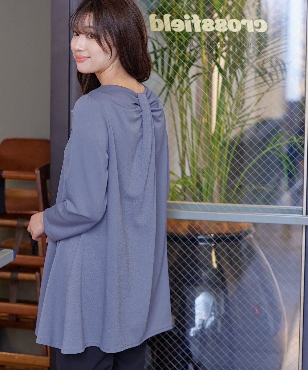 【ティアクラッセ/Tiaclasse】のキーネックバックツイストポンチチュニックブラウス インテリア・キッズ・メンズ・レディースファッション・服の通販 founy(ファニー) 　ファッション　Fashion　レディースファッション　Fashion for Women　トップス・カットソー　Cut & Sew Tops　シャツ・ブラウス・オフィスカジュアル　Elegant Blouses & Button-Ups　ウォッシャブル　Machine Washable　ストレート　Straight, Straight Cut　チュニック　Tunic, Long Top　ツイスト　Tweed, Tweed Fabric　トレンド　Trend, Trending Now　フレア　Flare, Flared　ポケット　Pocket, Pocket Detail　リボン　Ribbon, Bow　ロング　Long, Long-Length　エレガント 上品　Elegant　冬　Winter / This Winter　夏　Summer　春　Spring　S/S・春夏　SS, Spring/Summer, Warm Season　洗える　Machine Washable　無地　Plain, Solid Color　秋　Autumn　A/W・秋冬　Autumn/Winter　長袖　Long Sleeve, Full Sleeve　ブルー|ID: prp329100004868500 ipo3291000000036278619