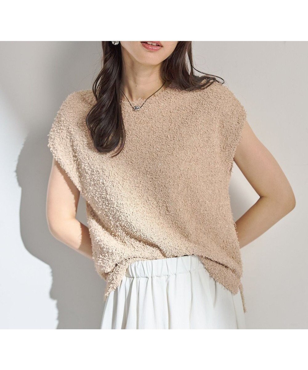 【エニー/ANY】のホーンヤーンラメニット インテリア・キッズ・メンズ・レディースファッション・服の通販 founy(ファニー) 　ファッション　Fashion　レディースファッション　Fashion for Women　トップス・カットソー　Cut & Sew Tops　ニット　Knit Tops & Sweaters　インナー　Innerwear　春　Spring　スリット　Slit, Slit Detail　スリーブ　Sleeve, Long Sleeve / Short Sleeve　セーター　Sweater, Knitwear　バランス　Balance, Style Balance　フレンチ　French, French Style　S/S・春夏　SS, Spring/Summer, Warm Season　夏　Summer　エレガント 上品　Elegant　ライトベージュ|ID: prp329100004868507 ipo3291000000036278658