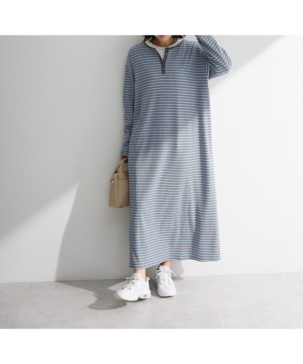 【グリーンパークス/Green Parks】のヘンリーネックワンピース インテリア・キッズ・メンズ・レディースファッション・服の通販 founy(ファニー) 　ファッション　Fashion　レディースファッション　Fashion for Women　ワンピース　Dresses　カーディガン　Cardigan, Knitwear　シンプル　Simple, Minimal　ジャケット　Jacket, Outerwear　フロント　Front, Front Design　ポケット　Pocket, Pocket Detail　エレガント 上品　Elegant　夏　Summer　春　Spring　S/S・春夏　SS, Spring/Summer, Warm Season　Border Blue|ID: prp329100004868511 ipo3291000000036278673