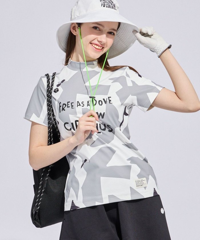 【ピーダブリュサーキュラス/PW CIRCULUS】の【WOMEN】DOVE柄モックネック ゴルフウェア レディース インテリア・キッズ・メンズ・レディースファッション・服の通販 founy(ファニー) https://founy.com/ ファッション Fashion レディースファッション Fashion for Women トップス・カットソー Cut & Sew Tops シャツ・ブラウス・オフィスカジュアル Elegant Blouses & Button-Ups ロングTシャツ・Tシャツ Longline T-Shirts & Tees カットソー・ベーシックTシャツ Cut-and-Sewn Tops / Stretch Tees & Basics 春 Spring カットソー Cut and Sewn Top 吸水 Absorbent, Quick-Dry ストレッチ Stretch, Stretchy Fabric 人気 Popular, Best Seller プリント Print, Printed Pattern モックネック Mock Neck, Short Turtleneck S/S・春夏 SS, Spring/Summer, Warm Season 夏 Summer ゴルフ Golf |ID: prp329100004868514 ipo3291000000036278682