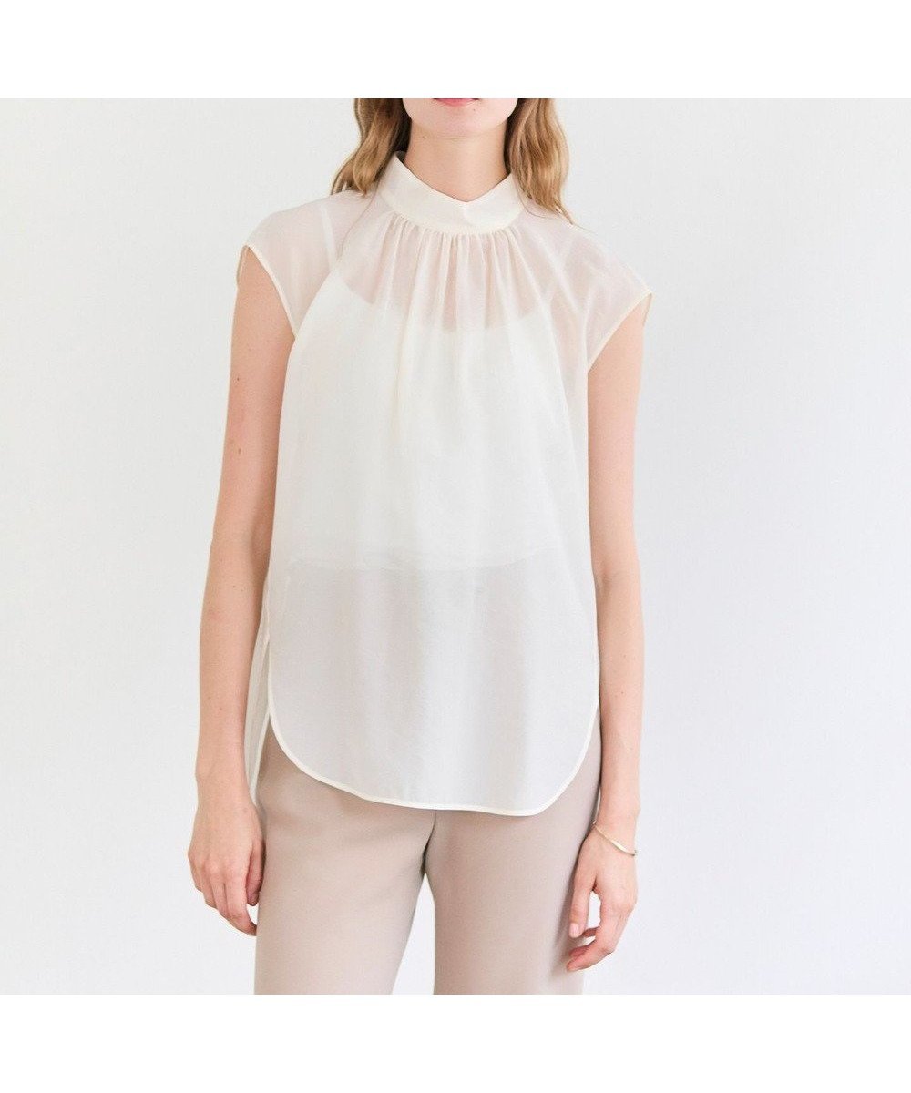 【ベイジ,/BEIGE,】のSERAPHIN / ライトシアー ハイネックブラウス インテリア・キッズ・メンズ・レディースファッション・服の通販 founy(ファニー) 　ファッション　Fashion　レディースファッション　Fashion for Women　トップス・カットソー　Cut & Sew Tops　シャツ・ブラウス・オフィスカジュアル　Elegant Blouses & Button-Ups　なめらか　Smooth, Silky Texture　インナー　Innerwear　オケージョン　Occasion Wear　ギャザー　Gathered, Ruffled　シルク　Silk, 100% Silk　ジャケット　Jacket, Outerwear　ノースリーブ　Sleeveless, No-Sleeve　ハイネック　High Neck, Mock Neck　バランス　Balance, Style Balance　フレア　Flare, Flared　エレガント 上品　Elegant　ビジネス 仕事 通勤　Business / Work / Commuting　夏　Summer　春　Spring　S/S・春夏　SS, Spring/Summer, Warm Season　Ecru|ID: prp329100004868519 ipo3291000000036278698