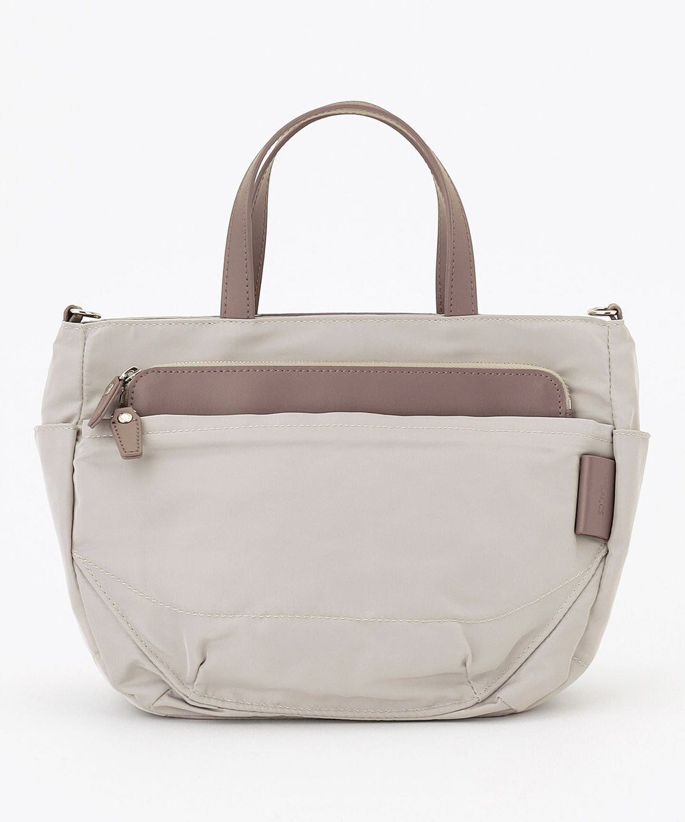 【イザック/Y'SACCS】のポリエステルツイル 2WAYトートバッグ インテリア・キッズ・メンズ・レディースファッション・服の通販 founy(ファニー) 　ファッション　Fashion　レディースファッション　Fashion for Women　バッグ　Bags　サテン　Satin, Glossy Fabric　スマート　Smart, Elegant　ダブル　Double, Double-Breasted　トラベル　Travel, Travel Gear　フロント　Front, Front Design　ポケット　Pocket, Pocket Detail　マグネット　Magnet, Magnetic Closure　メタル　Metal, Metal Parts　エレガント 上品　Elegant　グレージュ|ID: prp329100004868524 ipo3291000000036278716