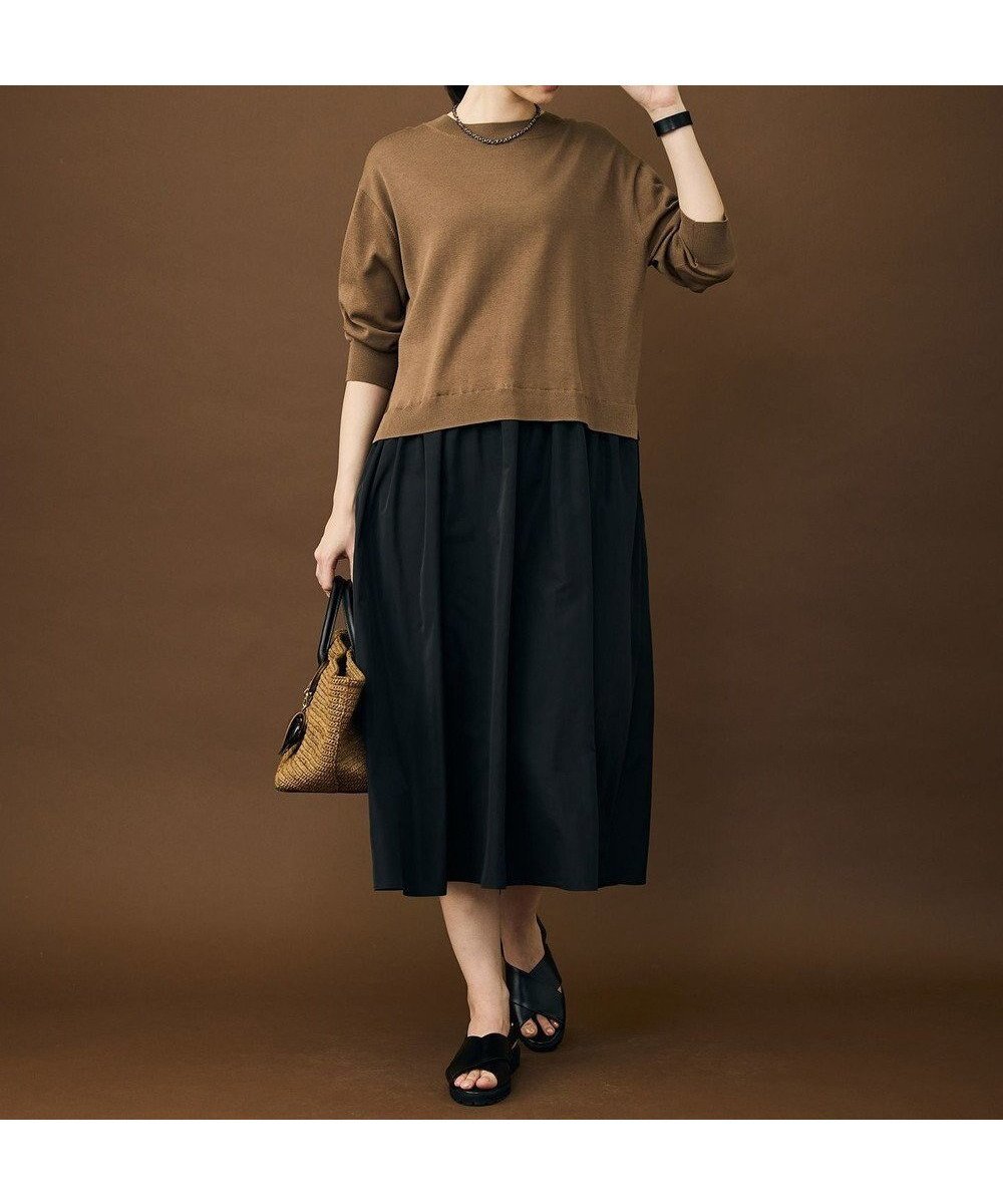 【自由区/JIYU-KU】の【人気異素材コンビの最新作・前後着用可】タフタコンビ ワンピース 人気、トレンドファッション・服の通販 founy(ファニー) 　ファッション　Fashion　レディースファッション　Fashion for Women　ワンピース　Dresses　カーディガン　Cardigan, Knitwear　コンビ　Combo, Combination Style　タフタ　Taffeta, Structured Fabric　バランス　Balance, Style Balance　人気　Popular, Best Seller　夏　Summer　春　Spring　S/S・春夏　SS, Spring/Summer, Warm Season　 other-1|ID: prp329100004868529 ipo3291000000036278734