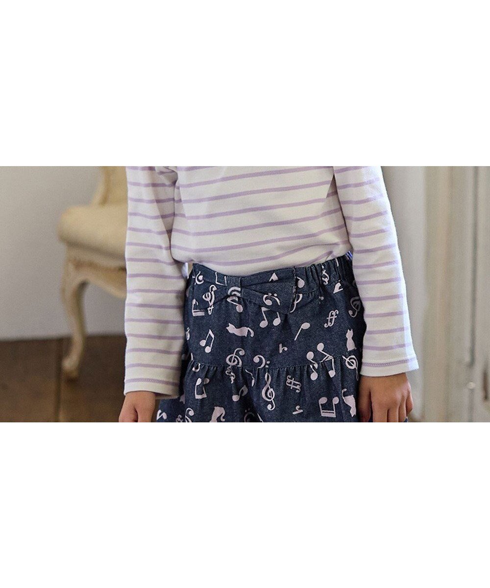 【エニィ/ANY / KIDS】のリボン×ボーダー長袖Tシャツ インテリア・キッズ・メンズ・レディースファッション・服の通販 founy(ファニー) 　ファッション　Fashion　キッズファッション　Fashion for Kids　トップス・カットソー　Cut & Sew Tops　インナー　Innerwear　カットソー　Cut and Sewn Top　ガーリー　Girly, Feminine Style　ボーダー　Border, Stripe　ポケット　Pocket, Pocket Detail　リボン　Ribbon, Bow　A/W・秋冬　Autumn/Winter　長袖　Long Sleeve, Full Sleeve　ラベンダー×エクリュ|ID: prp329100004868534 ipo3291000000036278802