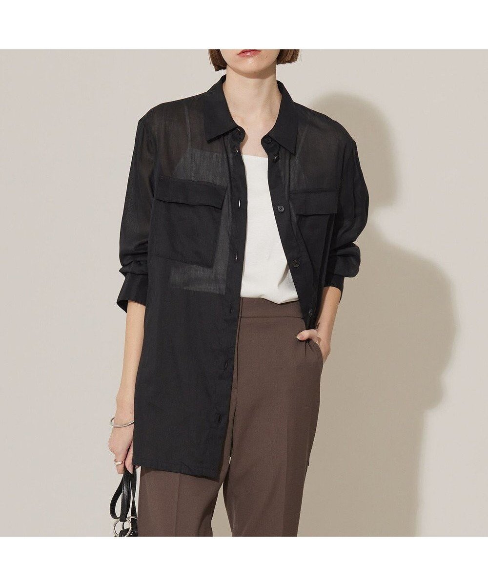 【アイシービー/iCB】の【洗える】ラミーコットンボイル シアーシャツ インテリア・キッズ・メンズ・レディースファッション・服の通販 founy(ファニー) 　ファッション　Fashion　レディースファッション　Fashion for Women　トップス・カットソー　Cut & Sew Tops　シャツ・ブラウス・オフィスカジュアル　Elegant Blouses & Button-Ups　2024年　2024　2024春夏・S/S　Spring/Summer 2024 SS24　シアー　Sheer, See-Through　パッチ　Patch, Appliqué　フラップ　Flap, Flap Pocket　ブラウジング　Blouson Silhouette, Cinched Waist　ポケット　Pocket, Pocket Detail　リラックス　Relax, Relaxed Fit　夏　Summer　春　Spring　S/S・春夏　SS, Spring/Summer, Warm Season　洗える　Machine Washable　ブラック系|ID: prp329100004868579 ipo3291000000036279278
