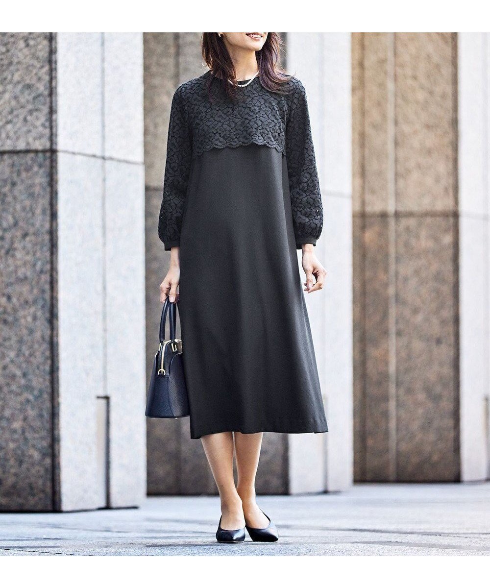 【自由区/JIYU-KU】の【洗える】レースコンビジョーゼット ワンピース 人気、トレンドファッション・服の通販 founy(ファニー) 　ファッション　Fashion　レディースファッション　Fashion for Women　ワンピース　Dresses　おすすめ　Recommended / Our Picks　エレガント 上品　Elegant　ストレッチ　Stretch, Stretchy Fabric　ドレープ　Drape, Draping Fabric　モチーフ　Motif, Design Theme　レオパード　Leopard, Animal Print　レース　Lace, Lace Fabric　夏　Summer　春　Spring　S/S・春夏　SS, Spring/Summer, Warm Season　洗える　Machine Washable　 other-1|ID: prp329100004868587 ipo3291000000036279386