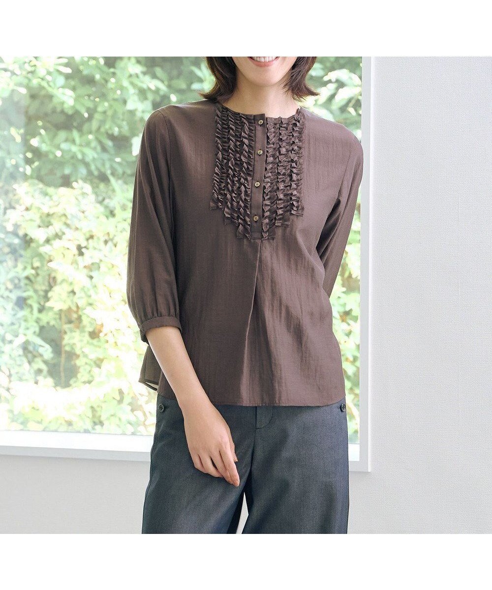 【ジェイ プレス/J.PRESS】の【洗える・速乾・接触冷感】リライムライトローン フリル ブラウス 人気、トレンドファッション・服の通販 founy(ファニー) 　ファッション　Fashion　レディースファッション　Fashion for Women　トップス・カットソー　Cut & Sew Tops　シャツ・ブラウス・オフィスカジュアル　Elegant Blouses & Button-Ups　春　Spring　洗える　Machine Washable　カーディガン　Cardigan, Knitwear　ギャザー　Gathered, Ruffled　シルク　Silk, 100% Silk　ジャケット　Jacket, Outerwear　バランス　Balance, Style Balance　フリル　Frill, Ruffle　フロント　Front, Front Design　ミックス　Mix, Mixed Style　S/S・春夏　SS, Spring/Summer, Warm Season　日本製　Made In Japan　夏　Summer　エレガント 上品　Elegant　 other-1|ID: prp329100004868589 ipo3291000000036279465