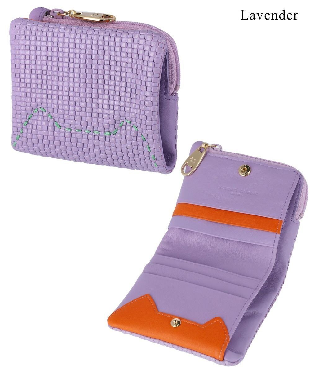 【ツモリチサト キャリー/tsumori chisato CARRY】のエンボスメッシュ 2つ折り財布 スリムタイプ 猫ステッチ インテリア・キッズ・メンズ・レディースファッション・服の通販 founy(ファニー) 　ファッション　Fashion　レディースファッション　Fashion for Women　ミニ財布・二つ折り財布　Wallets & Card Cases　スリム　Slim, Slim Fit　フォルム　Silhouette, Form　メッシュ　Mesh, Net Fabric　モチーフ　Motif, Design Theme　ラベンダー　Lavender　猫　Cat, Kitty　財布　Wallet, Purse　ラベンダー|ID: prp329100004868596 ipo3291000000036279580