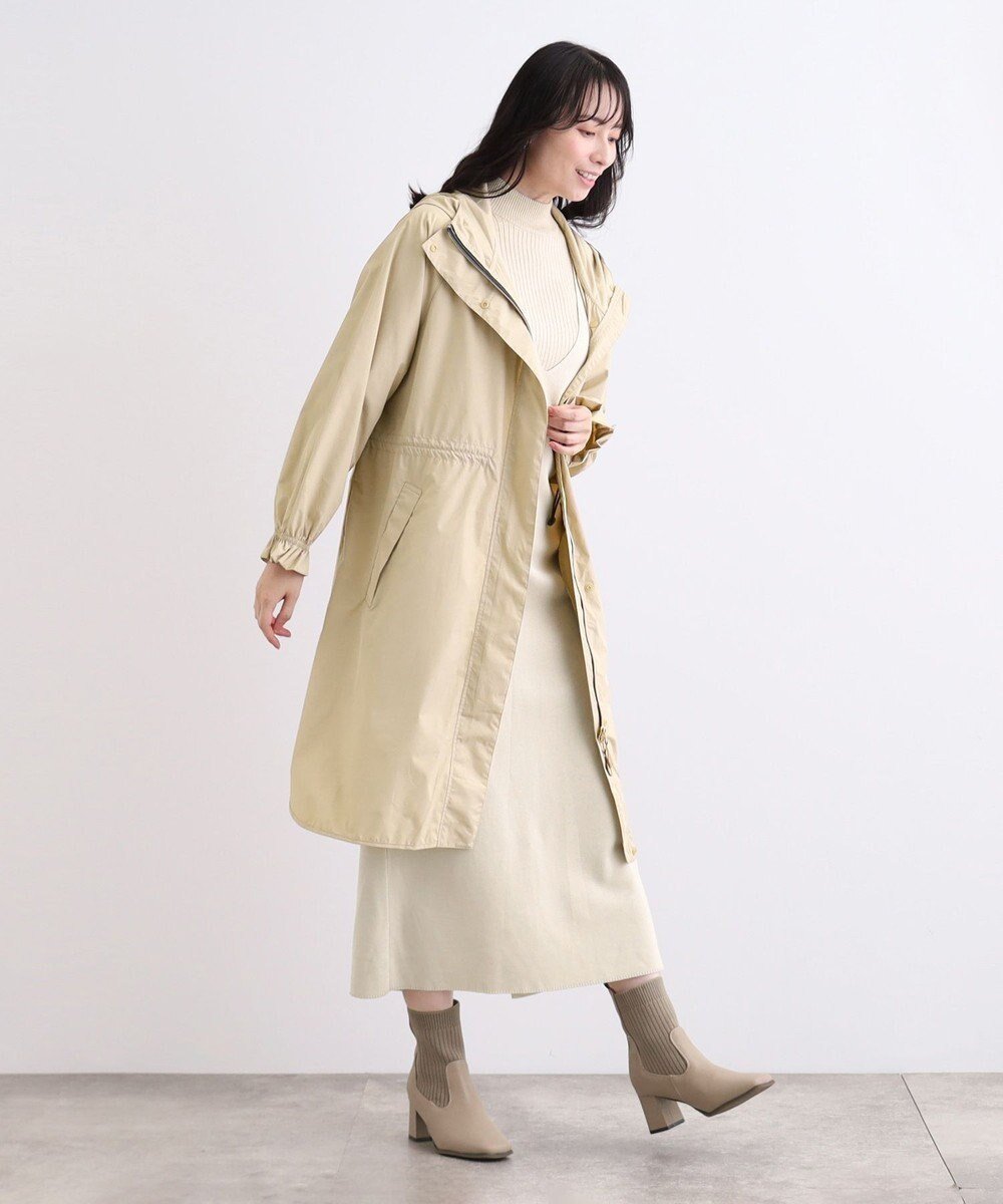 【ムーンバット/MOONBAT】の【撥水】LIGNAGGIO ウエストギャザーフードコート インテリア・キッズ・メンズ・レディースファッション・服の通販 founy(ファニー) 　ファッション　Fashion　レディースファッション　Fashion for Women　アウター　Coat / Outerwear Collection　コート・ロングコート・ピーコート　Long Coats, Peacoats & More　ポンチョ・ケープコート　Ponchos & Capes　インナー　Innerwear　ギャザー　Gathered, Ruffled　ポンチョ　Poncho, Cape Style　ベージュ|ID: prp329100004868609 ipo3291000000036279717