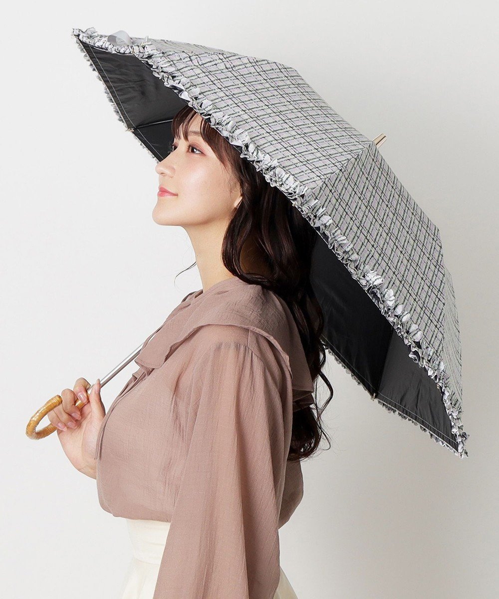 【ムーンバット/MOONBAT】の【晴雨兼用日傘】LANVIN en Bleu (ランバン オン ブルー) 折りたたみ日傘 ドビーフリル 遮光 遮熱 UV 人気、トレンドファッション・服の通販 founy(ファニー) 　ファッション　Fashion　レディースファッション　Fashion for Women　レイングッズ・傘・晴雨兼用傘　Umbrellas & Rain Gear　春　Spring　傘　Umbrella, Parasol　フリル　Frill, Ruffle　日傘　Parasol, UV Umbrella　ミックス　Mix, Mixed Style　リボン　Ribbon, Bow　S/S・春夏　SS, Spring/Summer, Warm Season　夏　Summer　 other-1|ID: prp329100004868612 ipo3291000000036279746