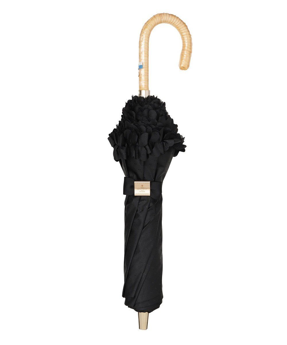 【ムーンバット/MOONBAT】の【晴雨兼用日傘】LANVIN en Bleu (ランバン オン ブルー) 折りたたみ日傘 ドビーフリル 遮光 遮熱 UV インテリア・キッズ・メンズ・レディースファッション・服の通販 founy(ファニー) 　ファッション　Fashion　レディースファッション　Fashion for Women　レイングッズ・傘・晴雨兼用傘　Umbrellas & Rain Gear　春　Spring　傘　Umbrella, Parasol　フリル　Frill, Ruffle　日傘　Parasol, UV Umbrella　ミックス　Mix, Mixed Style　リボン　Ribbon, Bow　S/S・春夏　SS, Spring/Summer, Warm Season　夏　Summer　ブラック(無地)|ID: prp329100004868612 ipo3291000000036279748