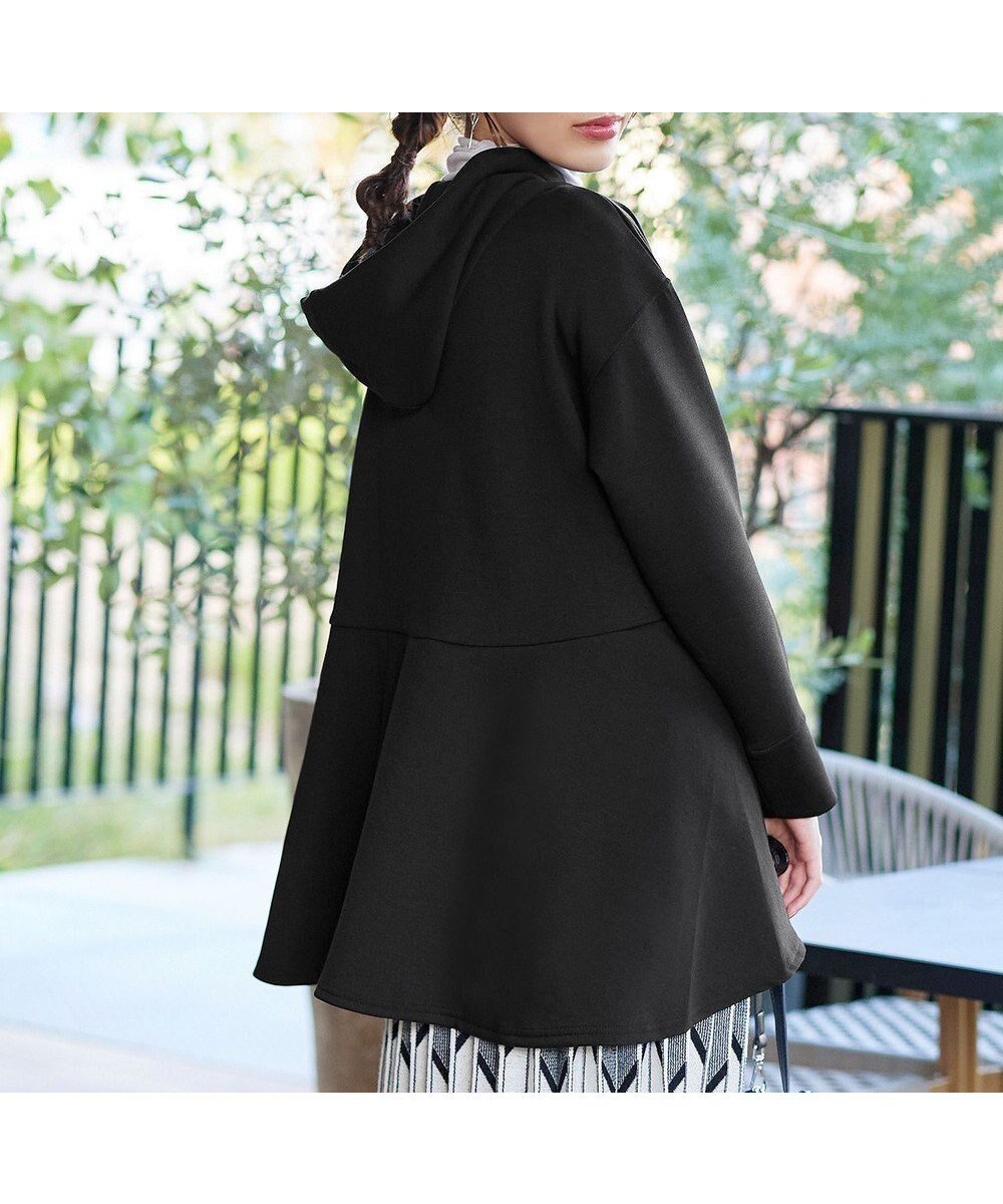 【ティアクラッセ/Tiaclasse】の【洗える】バックフレアダンボールパーカー インテリア・キッズ・メンズ・レディースファッション・服の通販 founy(ファニー) 　ファッション　Fashion　レディースファッション　Fashion for Women　トップス・カットソー　Cut & Sew Tops　レディースパーカー・カジュアルフーディー　Casual Hoodies & Sweatshirts　アシンメトリー　Asymmetrical Style　インナー　Innerwear　シンプル　Simple, Minimal　パーカー　Hoodie, Parka　フェミニン　Feminine, Girly　フレア　Flare, Flared　ペプラム　Peplum, Flared Hem　ポケット　Pocket, Pocket Detail　ロング　Long, Long-Length　冬　Winter / This Winter　夏　Summer　S/S・春夏　SS, Spring/Summer, Warm Season　洗える　Machine Washable　秋　Autumn　A/W・秋冬　Autumn/Winter　ブラック|ID: prp329100004868651 ipo3291000000036280480