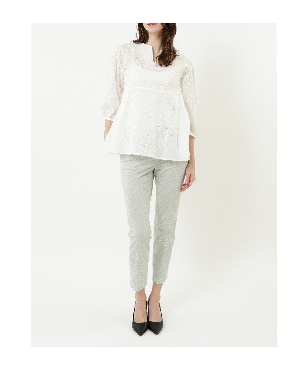 【ダックス/DAKS】のコットンリネンストライプパンツ インテリア・キッズ・メンズ・レディースファッション・服の通販 founy(ファニー) 　ファッション　Fashion　レディースファッション　Fashion for Women　パンツ　Pants & Trousers　サッカー　Seersucker, Summer Fabric　ストライプ　Stripe, Striped Pattern　ストレッチ　Stretch, Stretchy Fabric　ネップ　Nepp, Slub Yarn　フォルム　Silhouette, Form　ポケット　Pocket, Pocket Detail　リネン　Linen, Linen Fabric　夏　Summer　S/S・春夏　SS, Spring/Summer, Warm Season　A/W・秋冬　Autumn/Winter　グリーン|ID: prp329100004868677 ipo3291000000036281013