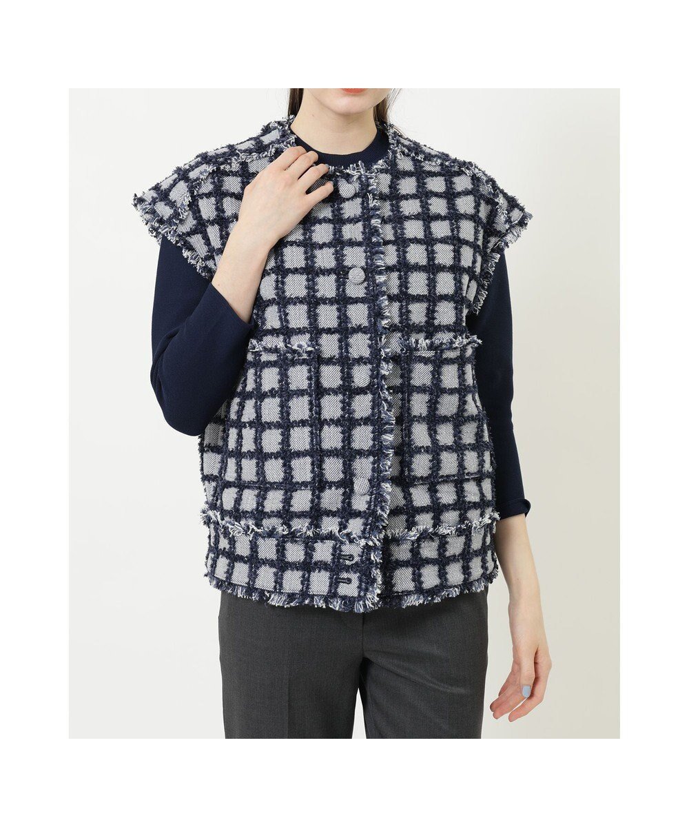 【ダックス/DAKS】のチェックツイードベスト インテリア・キッズ・メンズ・レディースファッション・服の通販 founy(ファニー) 　ファッション　Fashion　レディースファッション　Fashion for Women　アウター　Coat / Outerwear Collection　トップス・カットソー　Cut & Sew Tops　ベスト&ジレ / 重ね着スタイル　Vests & Gilets　インナー　Innerwear　ツイード／ツィード　Choker, Choker Necklace　デニム　Denim, Jeans Material　フェミニン　Feminine, Girly　ベスト　Vest, Waistcoat　リラックス　Relax, Relaxed Fit　夏　Summer　S/S・春夏　SS, Spring/Summer, Warm Season　A/W・秋冬　Autumn/Winter　ネイビー|ID: prp329100004868679 ipo3291000000036281025