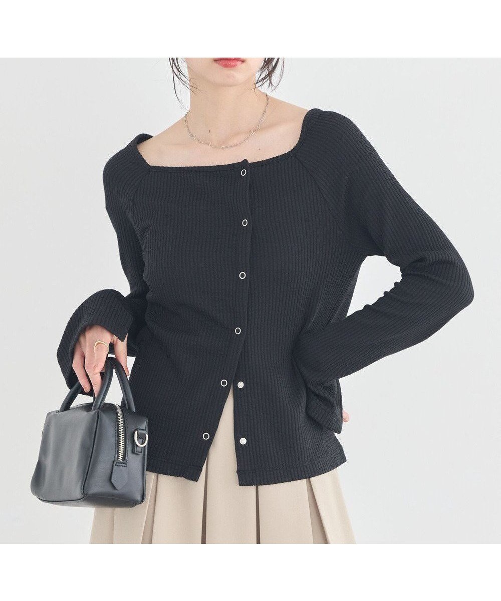【アースミュージックアンドエコロジー/earth music&ecology】のアシメ釦ツイストテレコカットソー インテリア・キッズ・メンズ・レディースファッション・服の通販 founy(ファニー) 　ファッション　Fashion　レディースファッション　Fashion for Women　トップス・カットソー　Cut & Sew Tops　シャツ・ブラウス・オフィスカジュアル　Elegant Blouses & Button-Ups　ロングTシャツ・Tシャツ　Longline T-Shirts & Tees　カットソー・ベーシックTシャツ　Cut-and-Sewn Tops / Stretch Tees & Basics　アシンメトリー　Asymmetrical Style　インナー　Innerwear　カットソー　Cut and Sewn Top　カーディガン　Cardigan, Knitwear　シンプル　Simple, Minimal　ジャケット　Jacket, Outerwear　ツイスト　Tweed, Tweed Fabric　テレコ　Ribbed, Rib Stitch　デコルテ　Décolleté, Neckline　フィット　Fit, Slim Fit　フェミニン　Feminine, Girly　ポケット　Pocket, Pocket Detail　夏　Summer　春　Spring　S/S・春夏　SS, Spring/Summer, Warm Season　ブラック|ID: prp329100004868700 ipo3291000000036281187