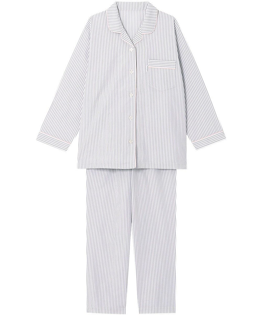 【ワコール 睡眠科学/wacoal suimin】のパジャマ 長袖 長ズボン 綿100%(本体) サッカー素材 レディース YDX344 睡眠科学/ワコール インテリア・キッズ・メンズ・レディースファッション・服の通販 founy(ファニー) 　ファッション　Fashion　レディースファッション　Fashion for Women　トップス・カットソー　Cut & Sew Tops　サッカー　Seersucker, Summer Fabric　パジャマ　Pajamas, Sleepwear　ボトム　Bottoms, Lower Wear　長袖　Long Sleeve, Full Sleeve　グレー|ID: prp329100004868718 ipo3291000000036281386