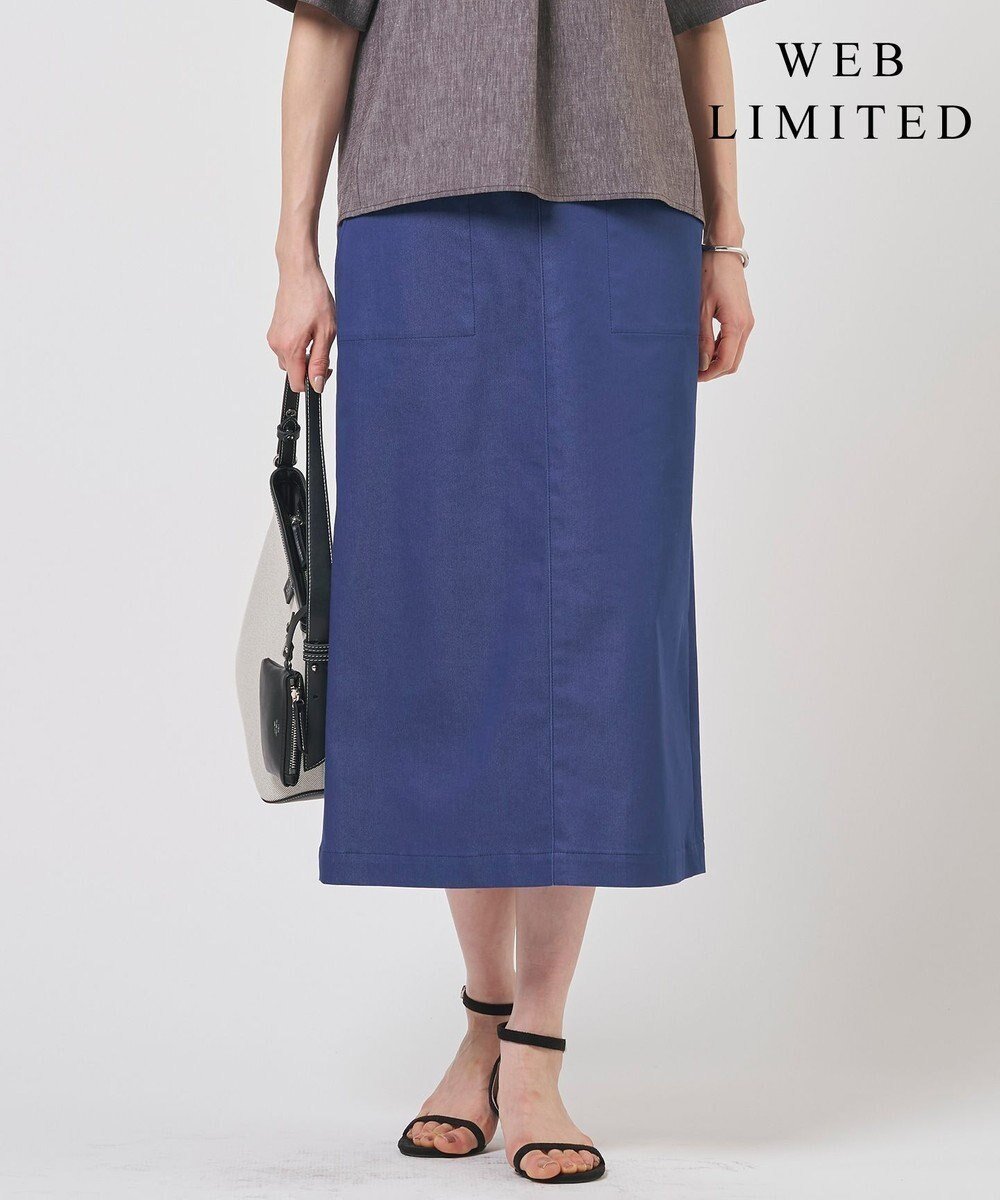 【ジェイ プレス/J.PRESS】の【WEB限定カラーあり】TCシャンブレーサテンST ナロー スカート インテリア・キッズ・メンズ・レディースファッション・服の通販 founy(ファニー) 　ファッション　Fashion　レディースファッション　Fashion for Women　スカート　Skirts　春　Spring　サテン　Satin, Glossy Fabric　ストレート　Straight, Straight Cut　スリット　Slit, Slit Detail　ポケット　Pocket, Pocket Detail　S/S・春夏　SS, Spring/Summer, Warm Season　夏　Summer　エレガント 上品　Elegant　【WEB限定】ブルーシャンブレー系|ID: prp329100004868746 ipo3291000000036281660